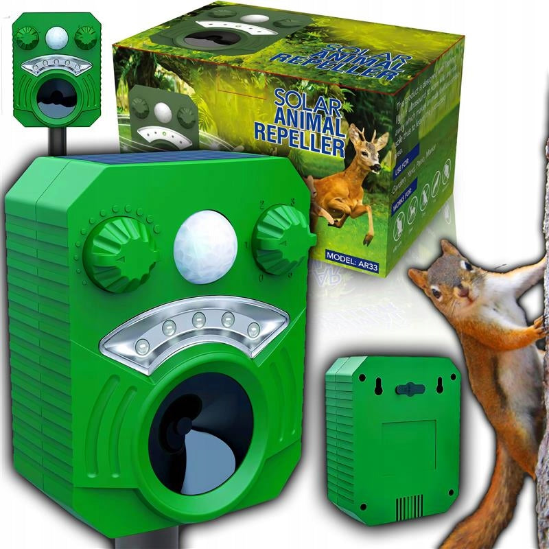 ULTRASONIC-LIGHT DETERRENT SOLAR RODENT ANIMALS WATERPROOF
