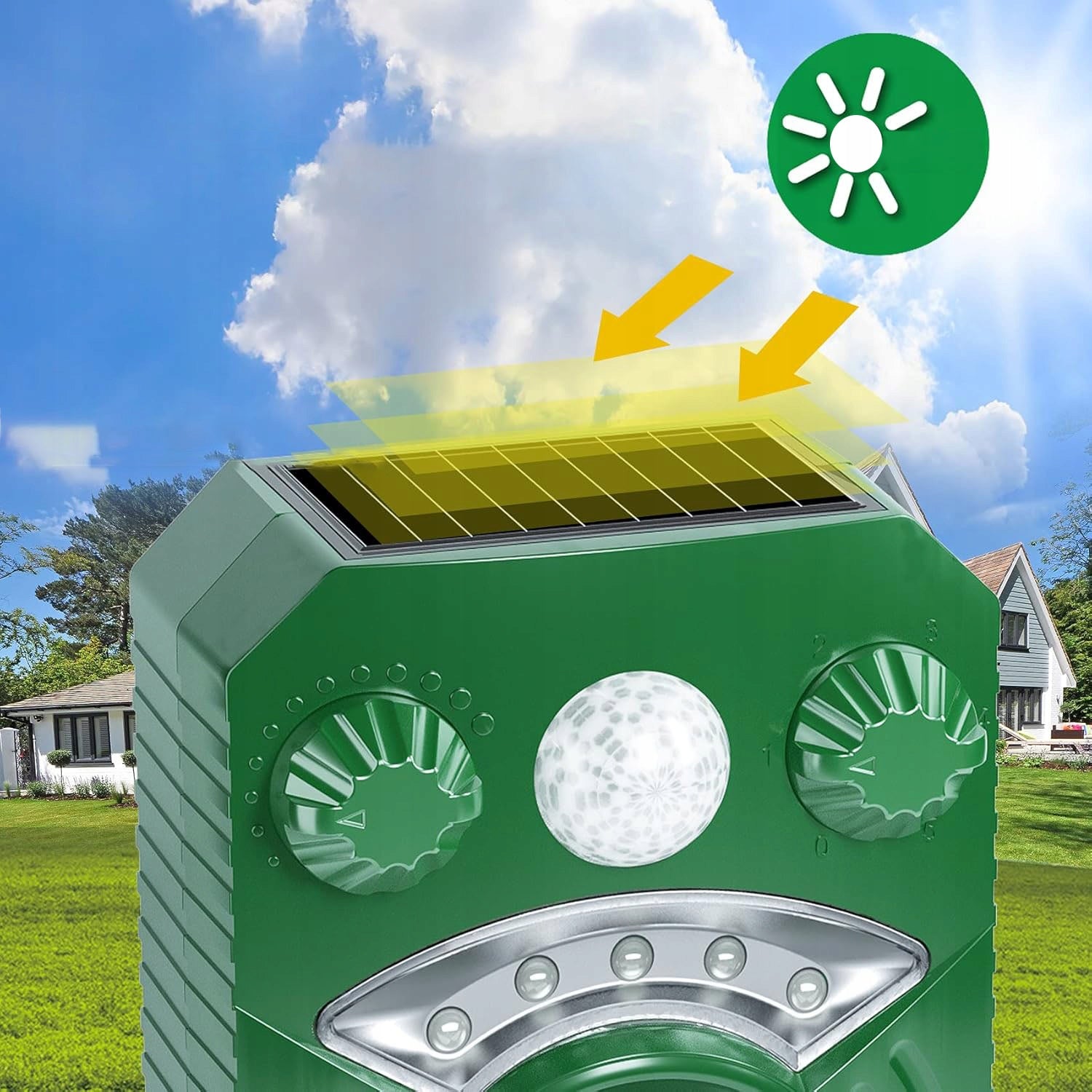 ULTRASONIC-LIGHT REPELLENT SOLAR WATERPROOF BIRDS MARTEN DOGS FOXES Brand no brand