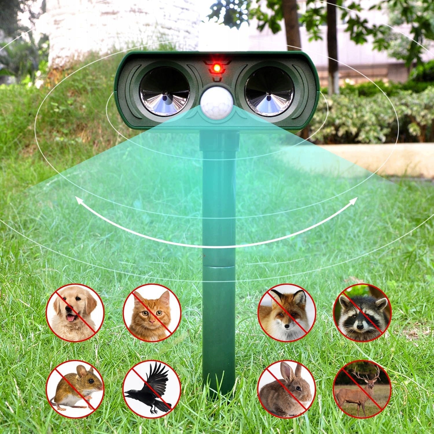 ULTRASONIC RODENT CAT BIRD REPELLENT 110 WIDE ANGLE SOLAR LED Packaging status original