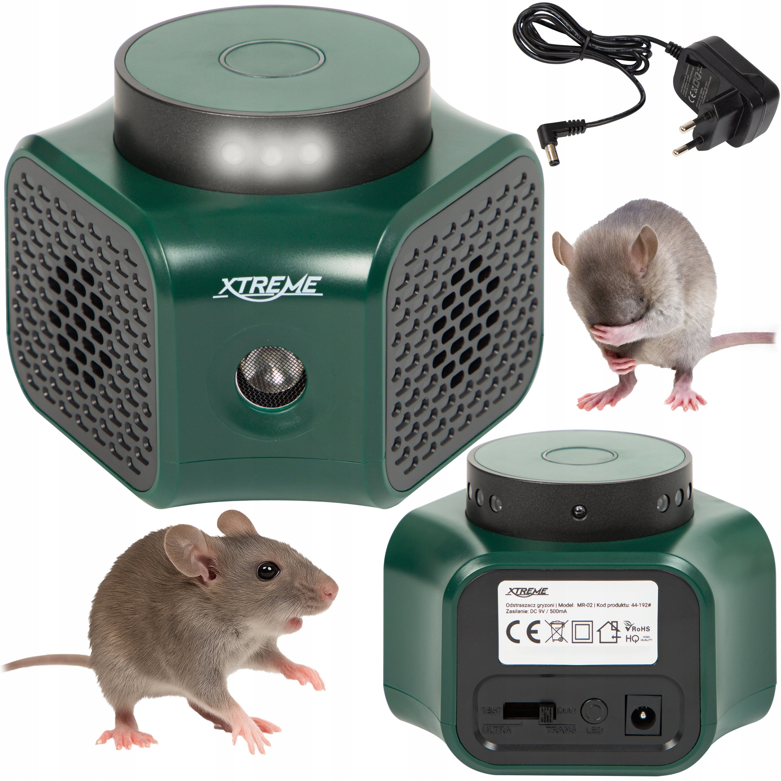 ULTRASONIC RODENT REPELLENT 360 LED KUN RAT MOUSE 9V 4 MODES
