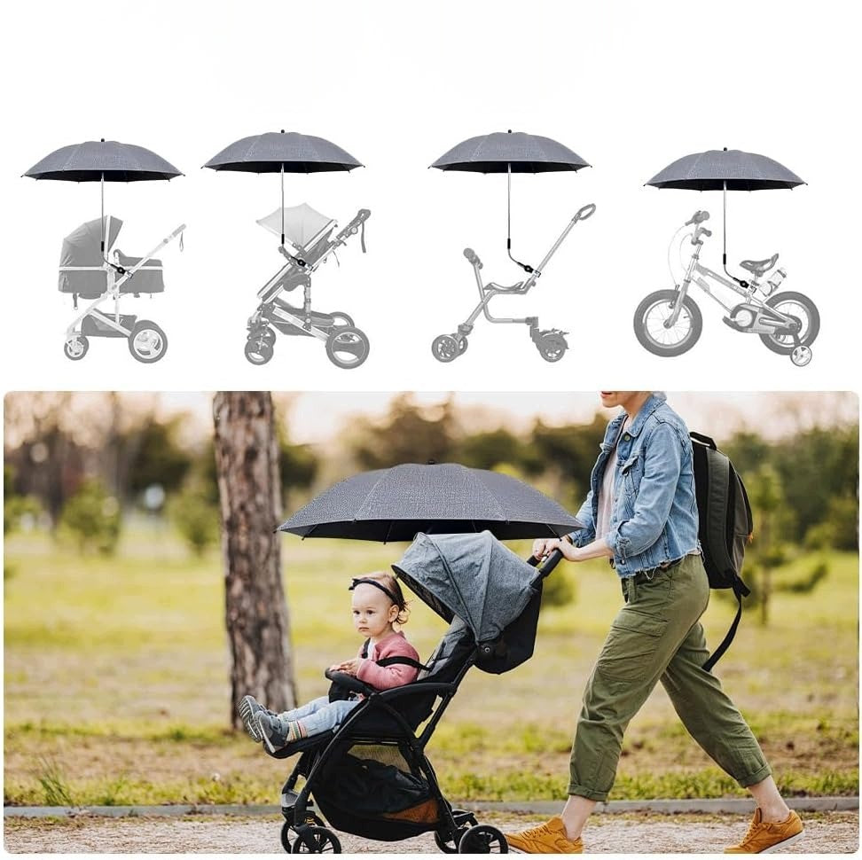 UMBRELLA FOR BABY STROLLER UV 50+ UNIVERSAL 82cm WATERPROOF GREY Diameter 82 cm