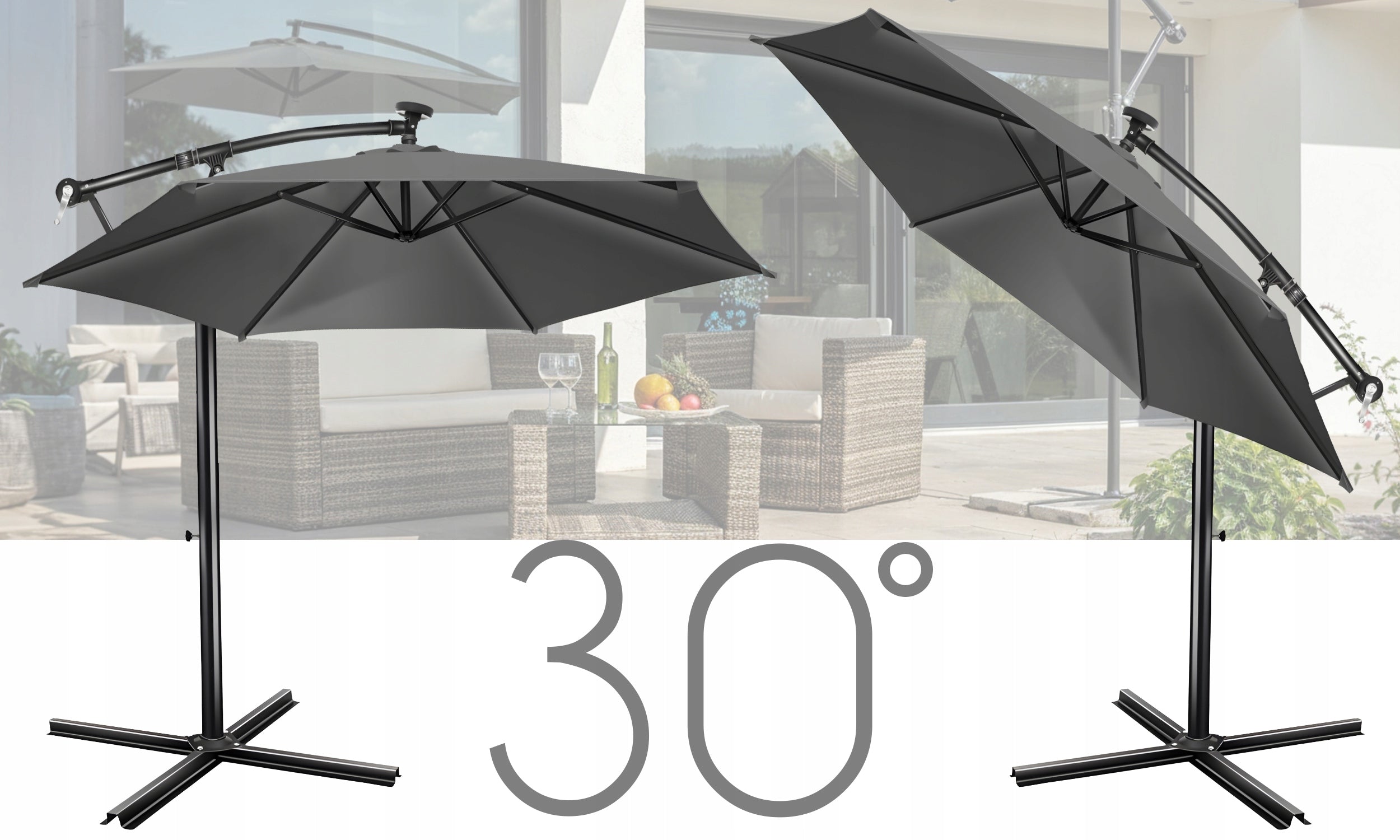 UMBRELLA Garden LARGE FOLDING SOLID LARGE WITH BOOM ADJUSTMENT 350 CM Packaging status original