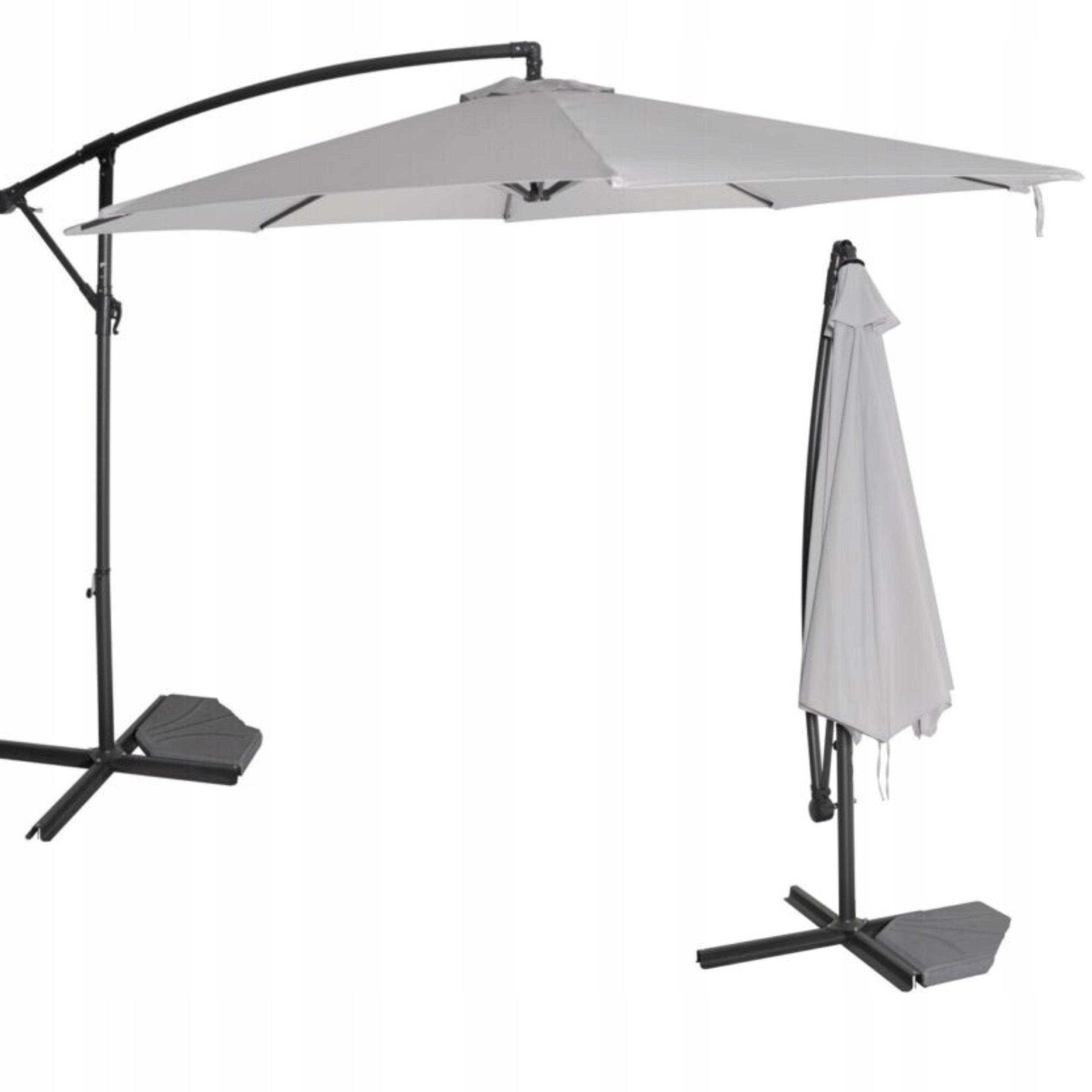 UMBRELLA large GARDEN FOLDING SIDE WITH boom GREY 3m HIT FLORIDA