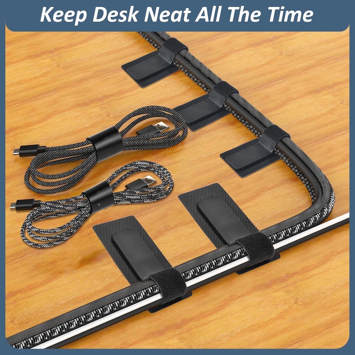 UNDER DESK CABLE MANAGEMENT ADJUSTABLE VELCRO CABLE ORGANIZER Model 50VCO-75N-3BB