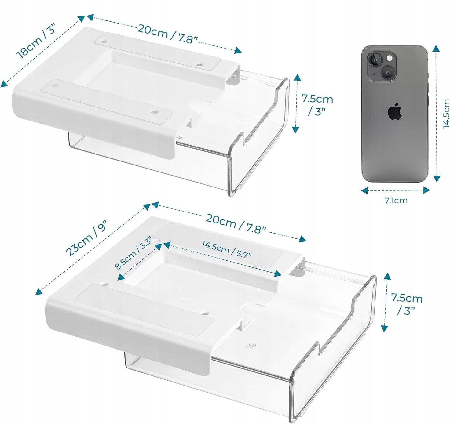 UNDERCOUNTER DRAWER ATTACHED TO DESK 2x TRANSPARENT SELF-ADHESIVE STRONG EAN (GTIN) 4011890053409