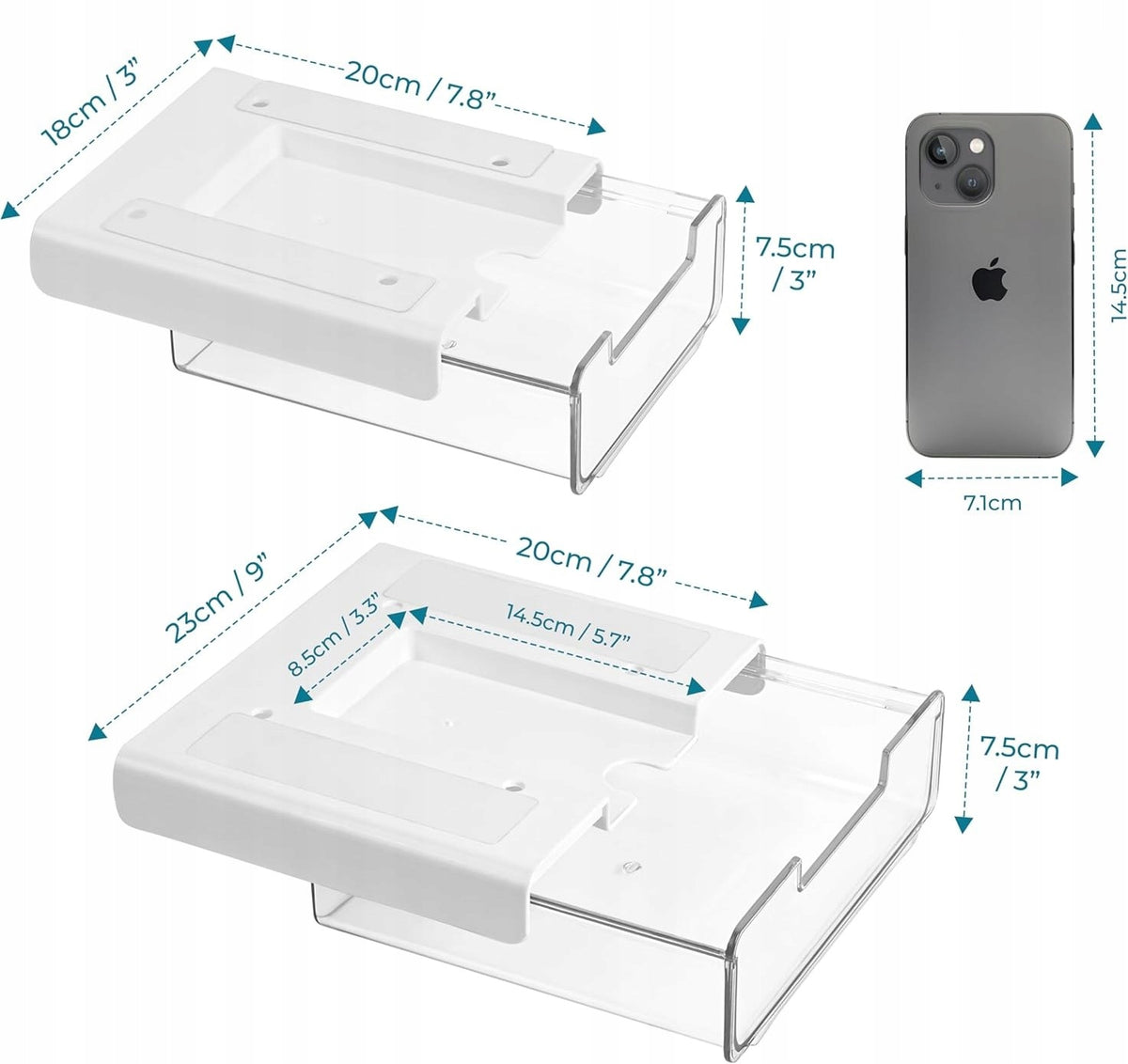 UNDERCOUNTER DRAWER ATTACHED TO DESK 2x TRANSPARENT SELF-ADHESIVE STRONG EAN (GTIN) 4011890053409
