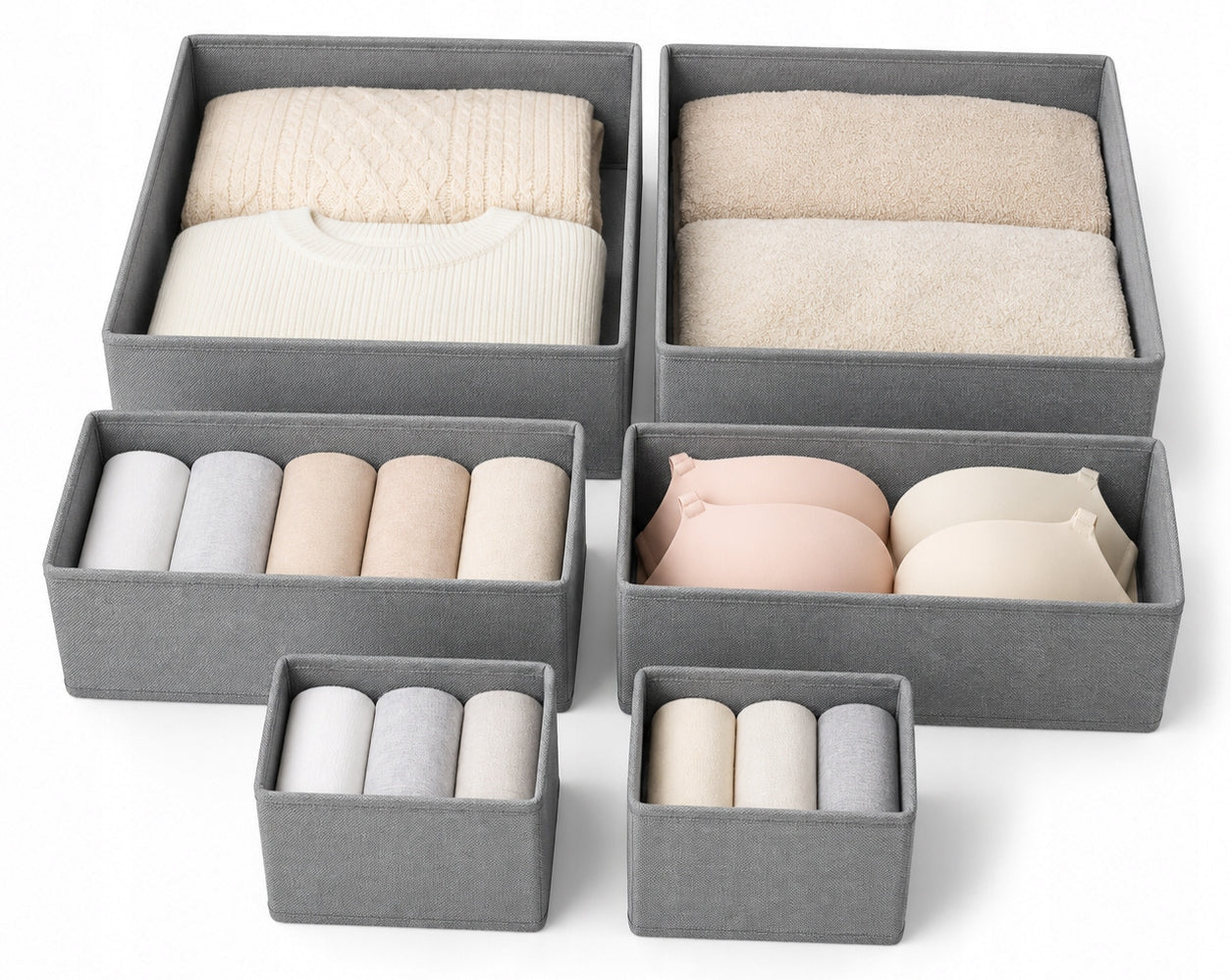 UNDERWEAR CABINET DRAWER ORGANIZER SOCKS SET OF 6 | 3 SIZES