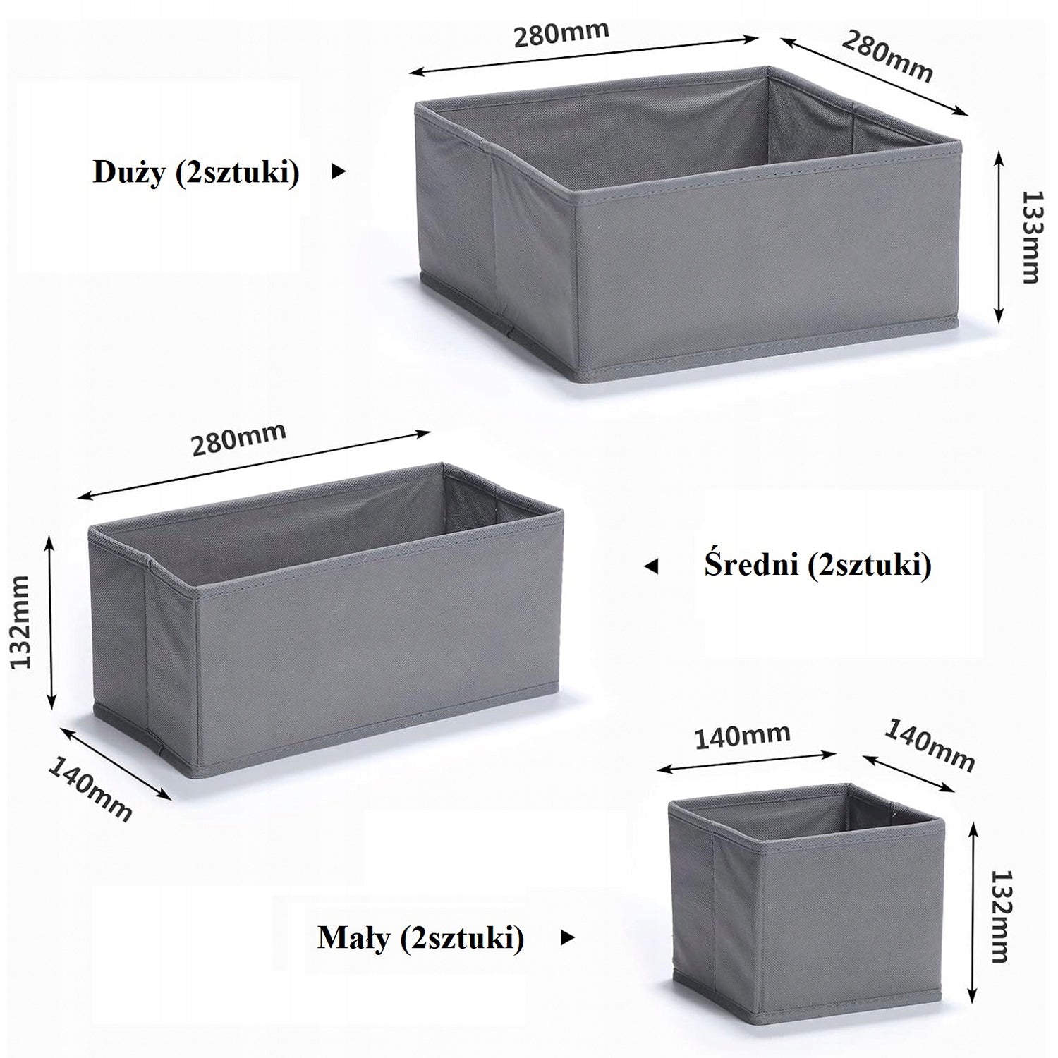 UNDERWEAR CLOSET DRAWER ORGANIZER COMPARTMENTAL CLOTHES SET OF 6 Length 28 cm