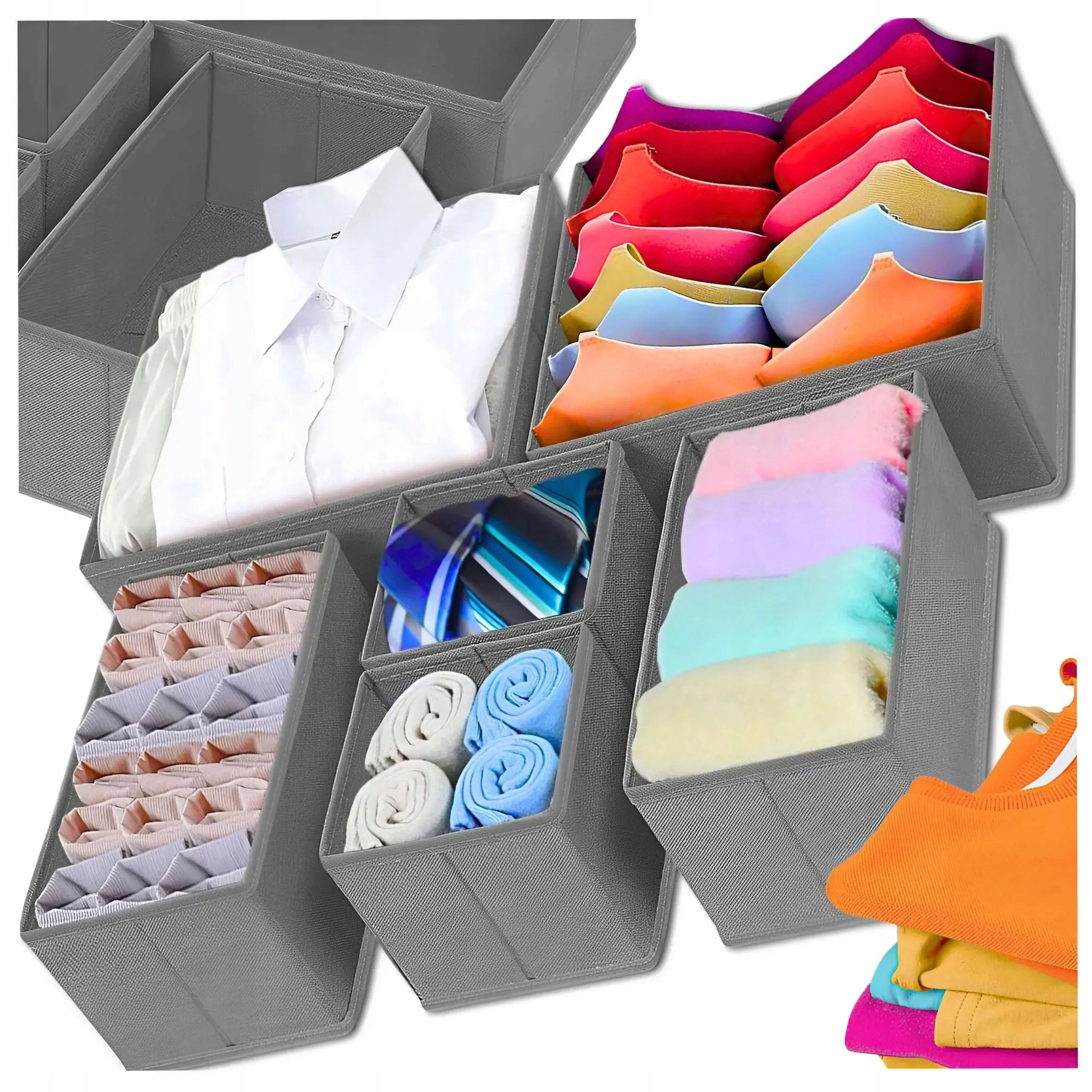 UNDERWEAR CLOSET DRAWER ORGANIZER COMPARTMENTAL CLOTHES SET OF 6