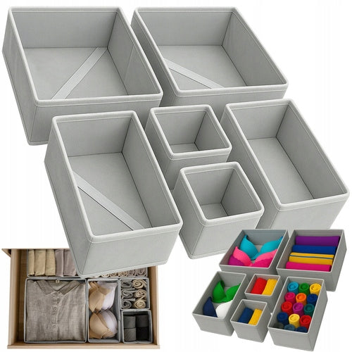 UNDERWEAR DRAWER ORGANIZER SOCKS CONTAINERS SET OF 6 GREY