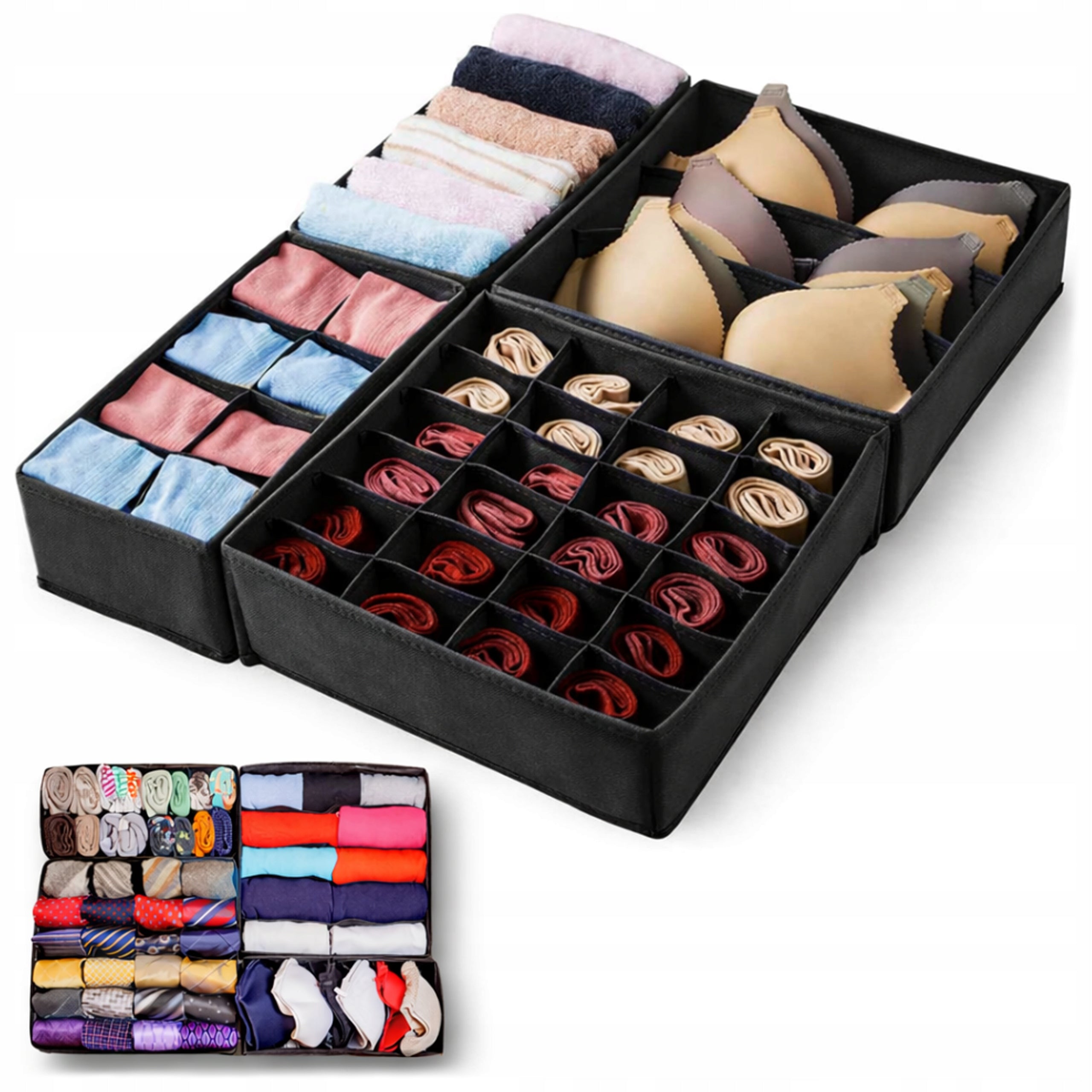 UNDERWEAR ORGANIZER SOCKS CLOTHES FOR CLOSET DRAWER SET OF 4
