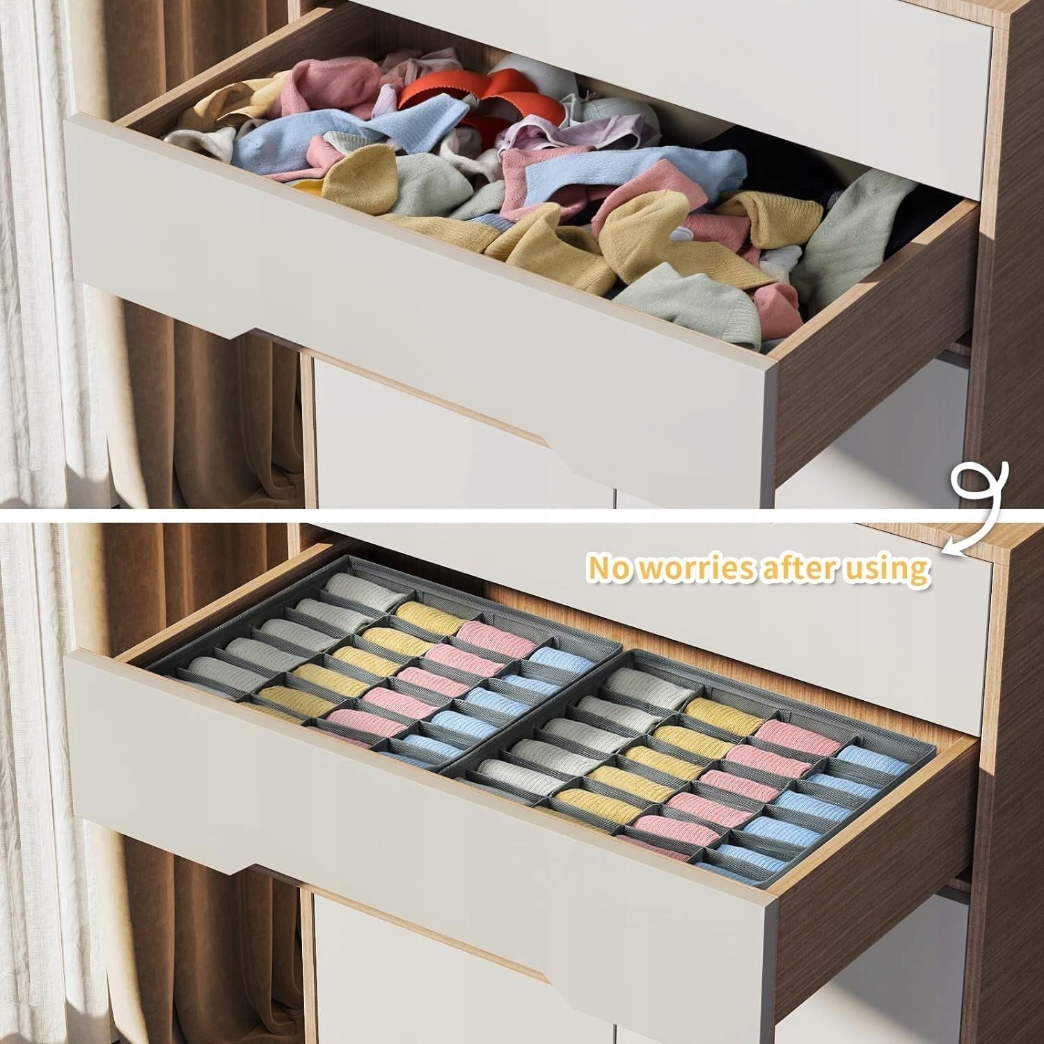 UNDERWEAR ORGANIZER SOCKS STRAPS CLOTHES FOR CLOSET DRAWER SET OF 2PCS Manufacturer code RE-1199
