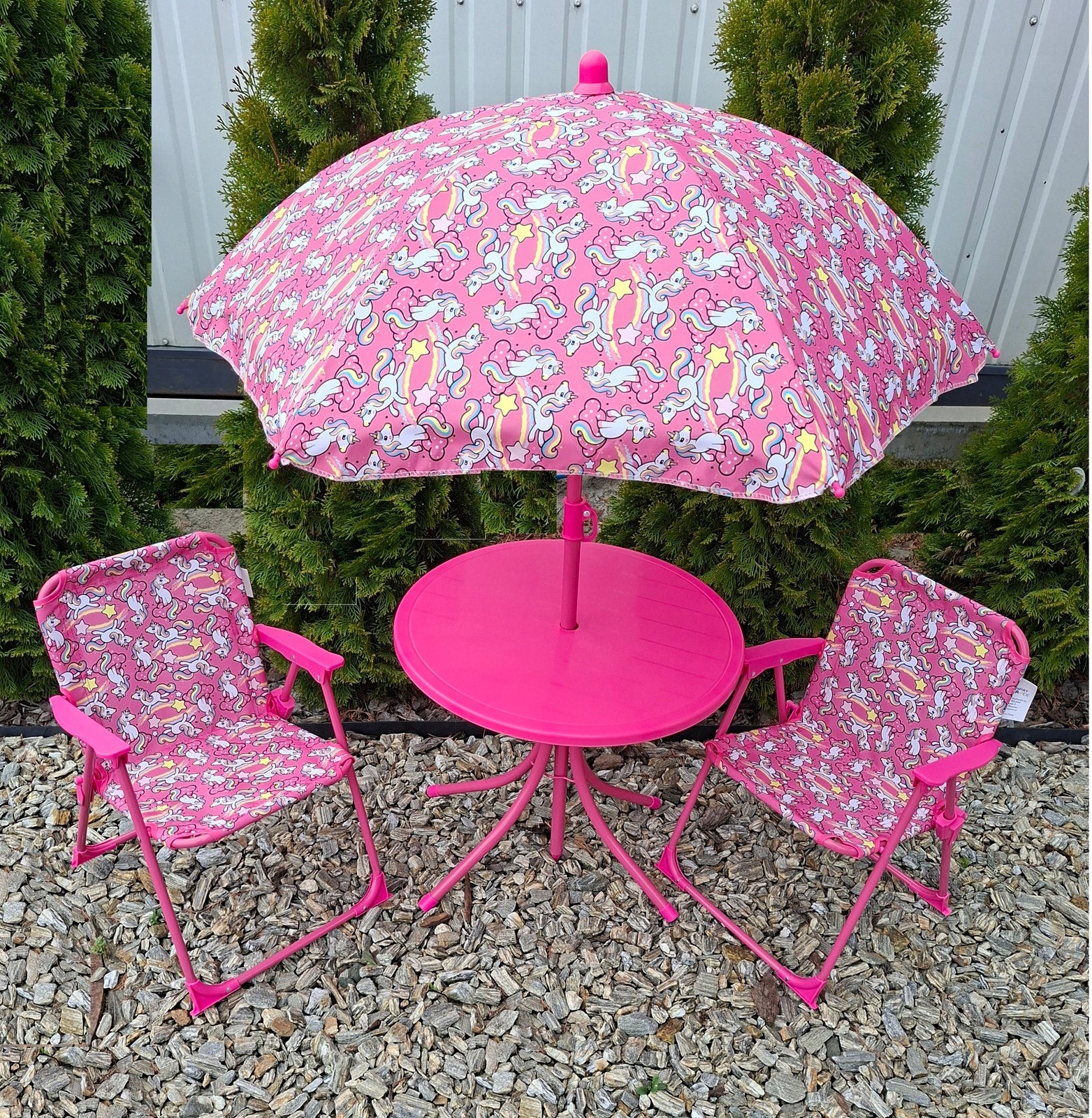 UNICORN SET TABLE 2 CHAIRS WITH UMBRELLA CHILDREN GARDEN Manufacturer code 5905265505442