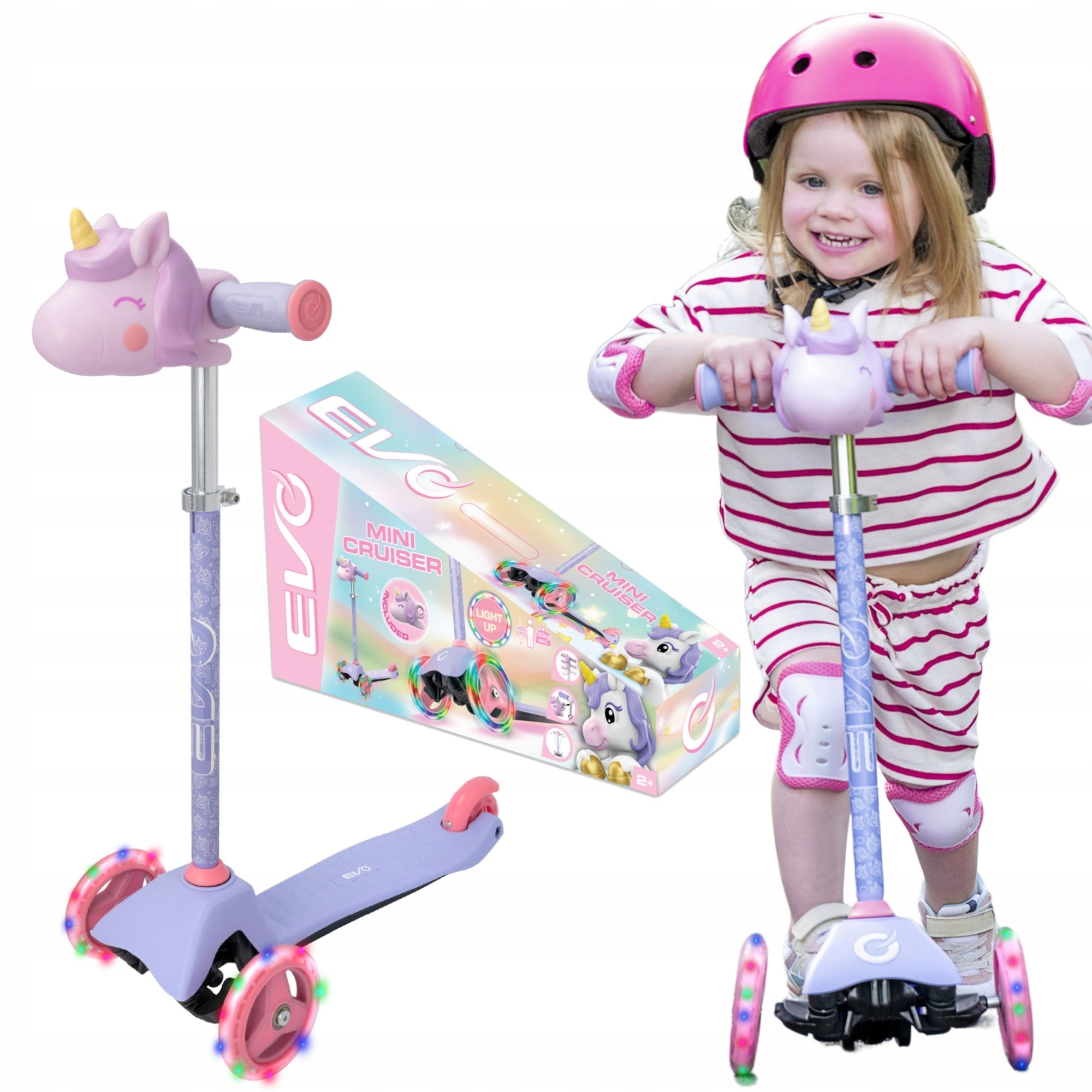 UNICORN TRICYCLE SCOOTER FOR CHILDREN LED GLOWING WHEELS EVO 2+
