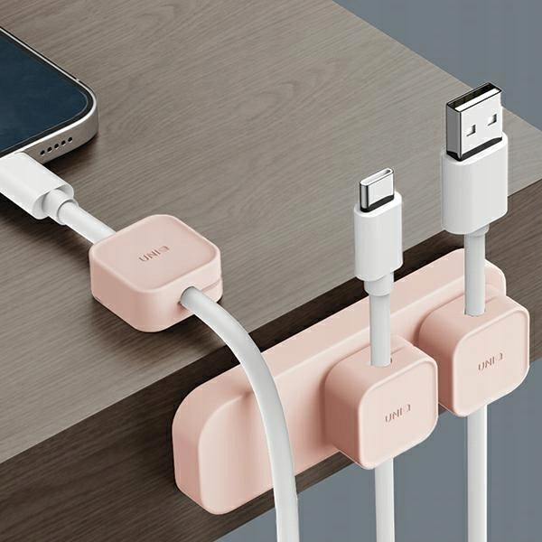 UNIQ Under Mag magnetic cable organizer + base pink/blush pink Color pink