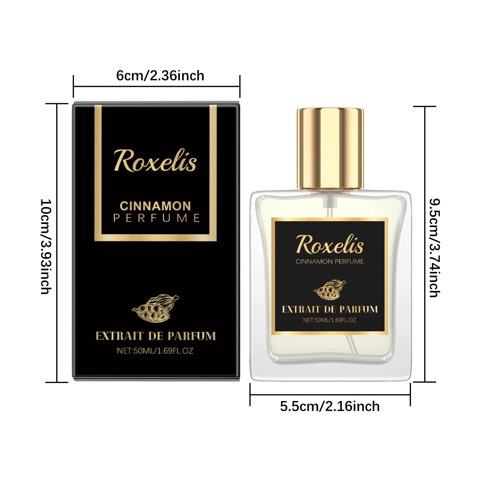 UNISEX PERFUME ROXELIS CINNAMON EXTRAIT DE PARFUM 50 ML Packaging status original