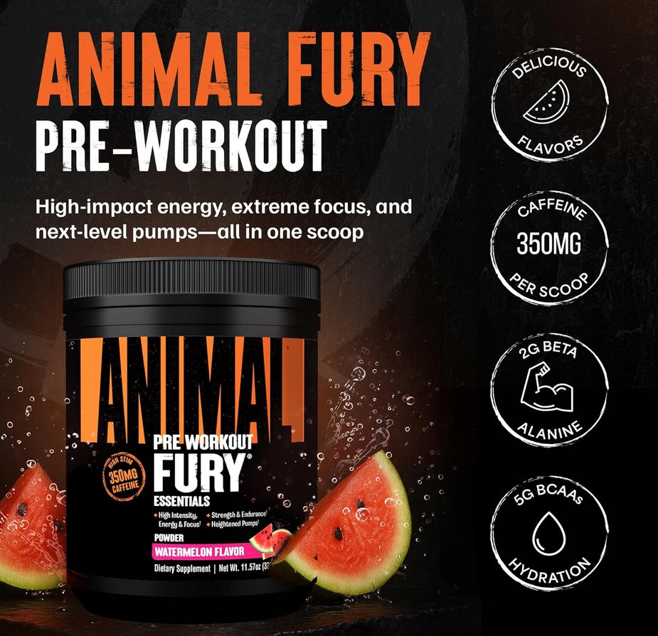 UNIVERSAL ANIMAL FURY WATERMELON 328G PRE WORKOUT watermelon Expiration date at least 1 year from the date of purchase