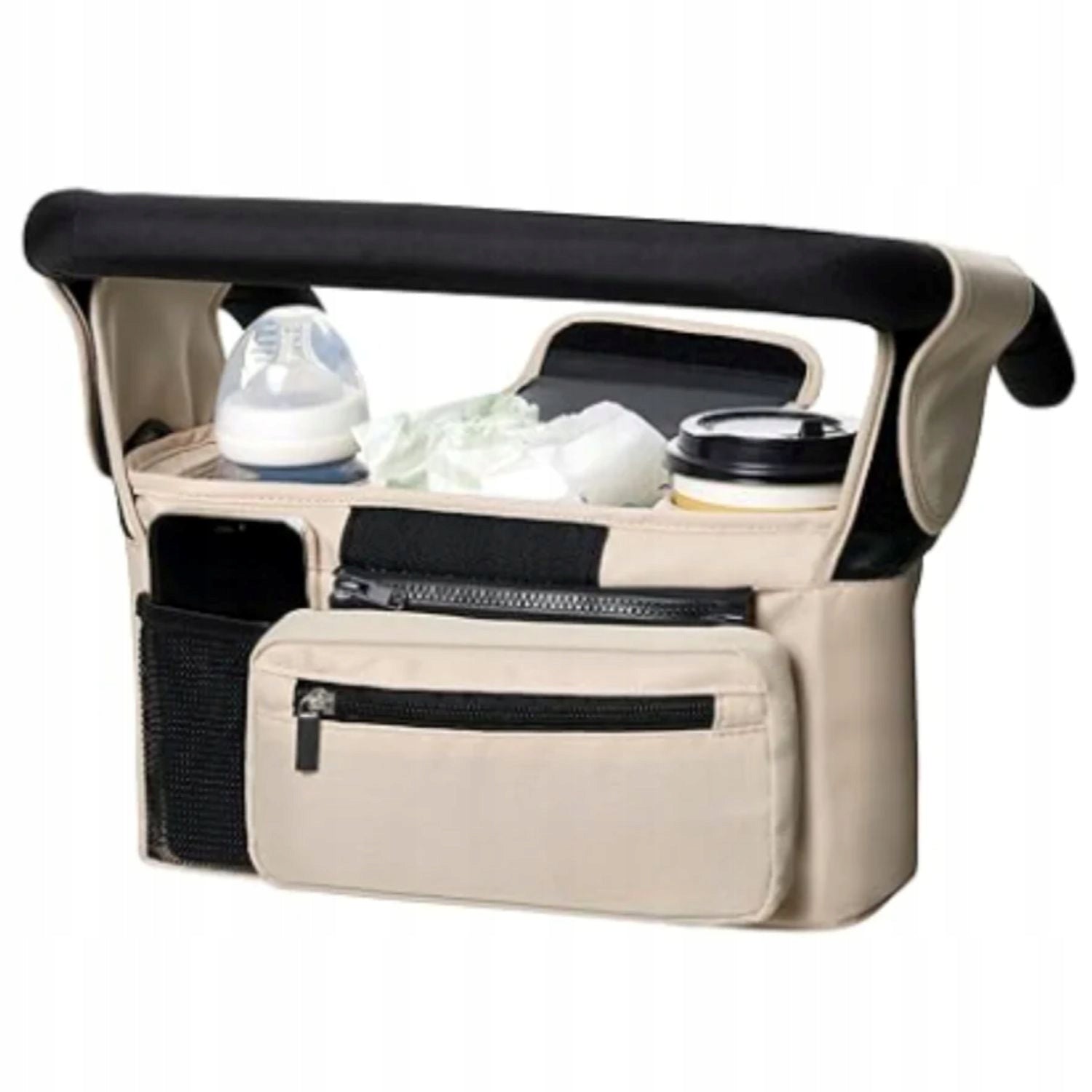 UNIVERSAL BABY STROLLER ORGANIZER BEIGE MOM BAG FOR STROLLER