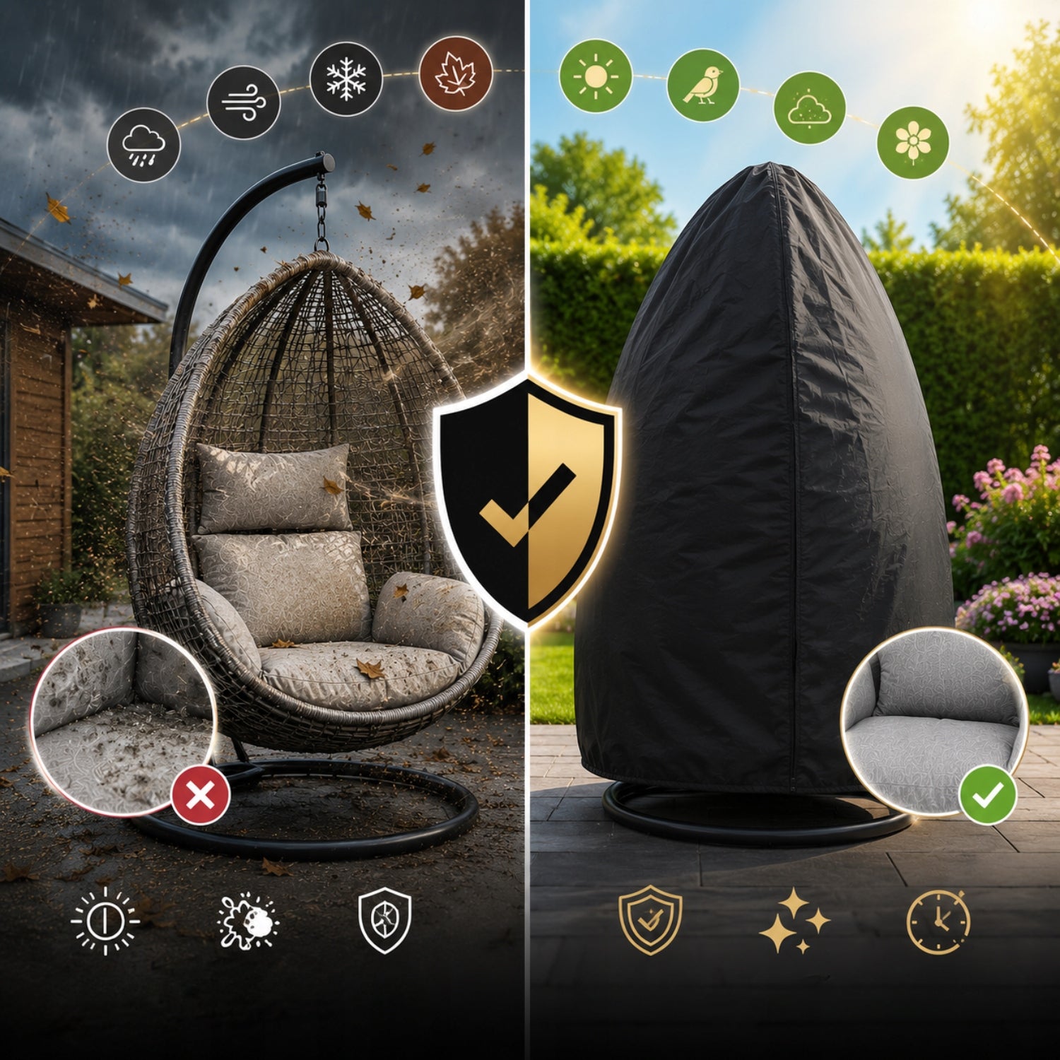 UNIVERSAL BASKET COVER CHAIR HANGING COCOON SWING COVER Color black