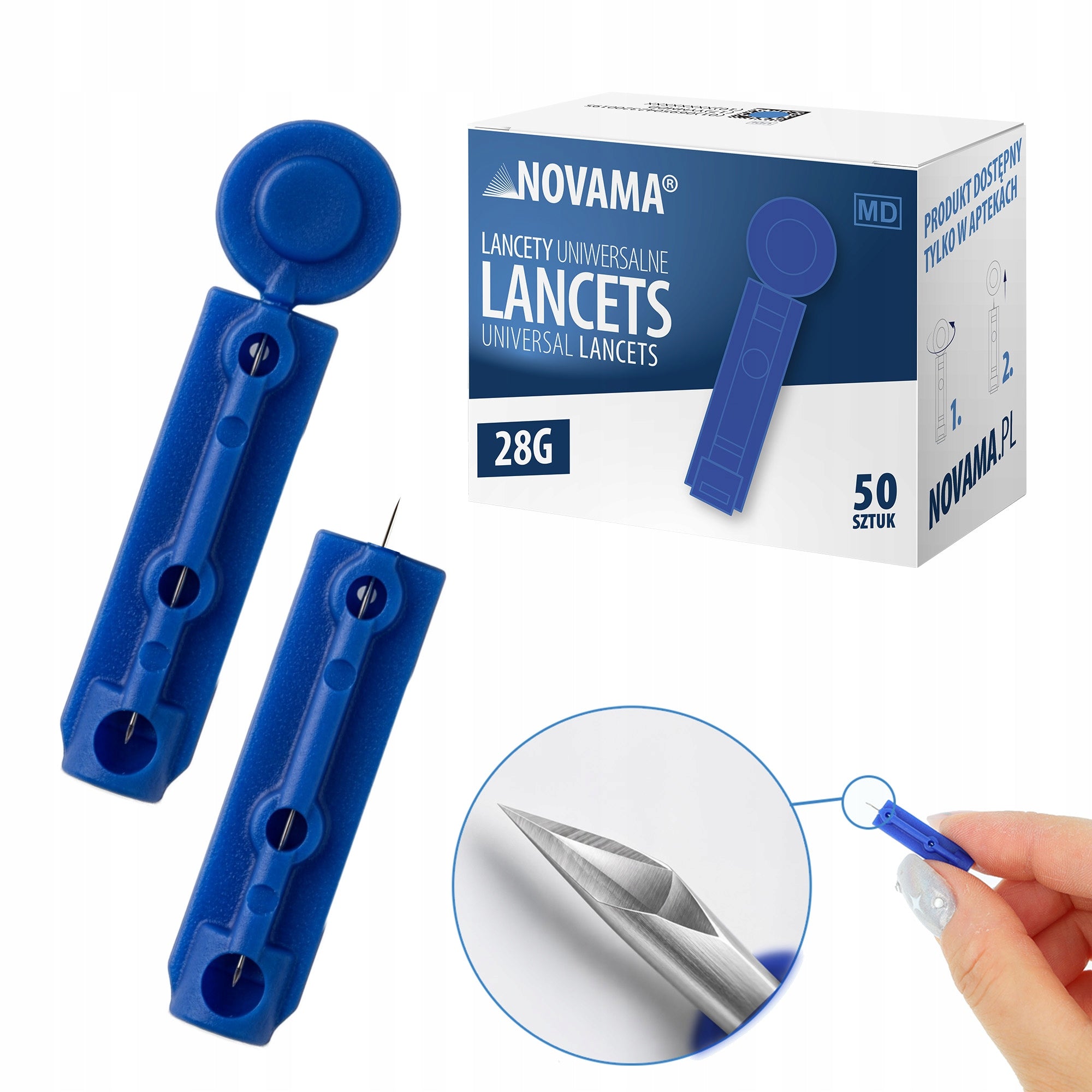 UNIVERSAL LANCETS NOVAMA LANCETS 50PCS DISPOSABLE FOR NEEDLE LANCETS 28G Medical device yes