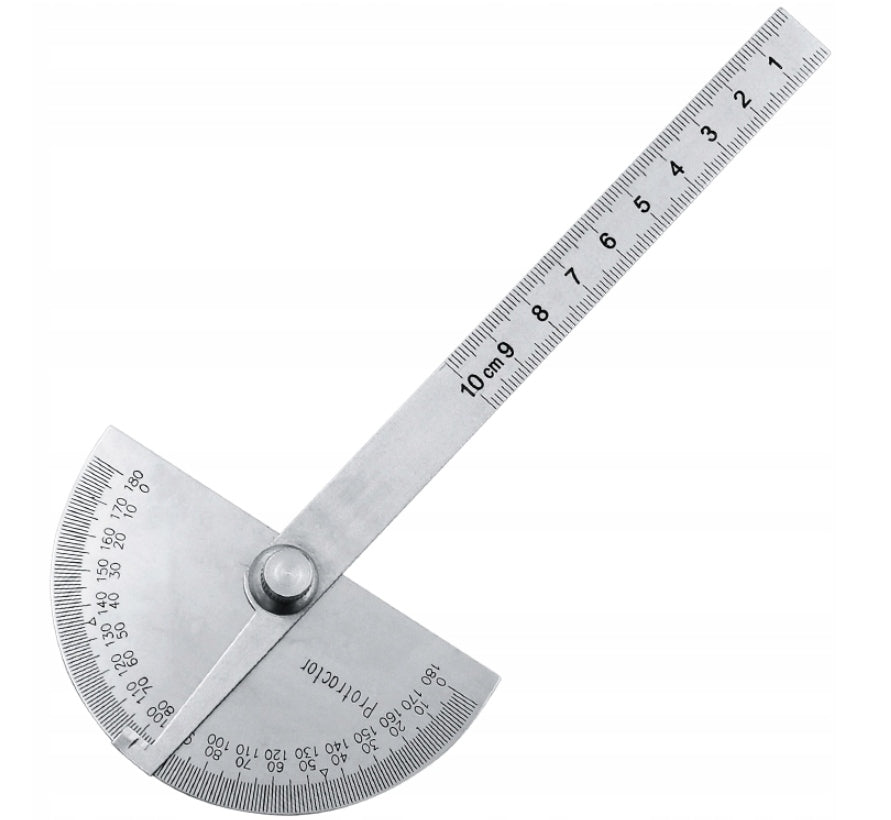 UNIVERSAL PROTRACTOR 0-180 ADJUSTABLE DISC WITH RULER Manufacturer code KĄTOMIERZ