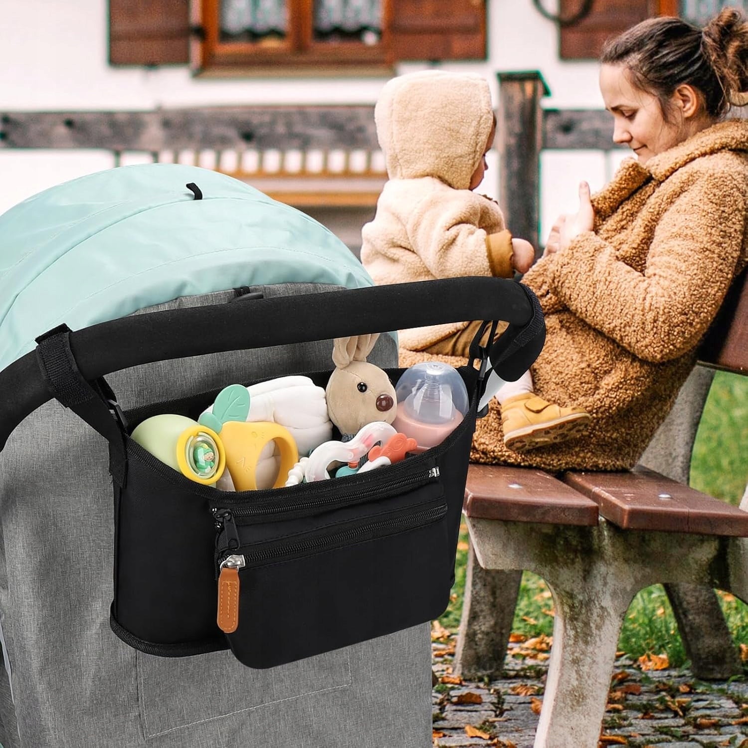 UNIVERSAL STROLLER ORGANIZER BABY BAG FOR MOM FOR STROLLER BLACK Brand no brand
