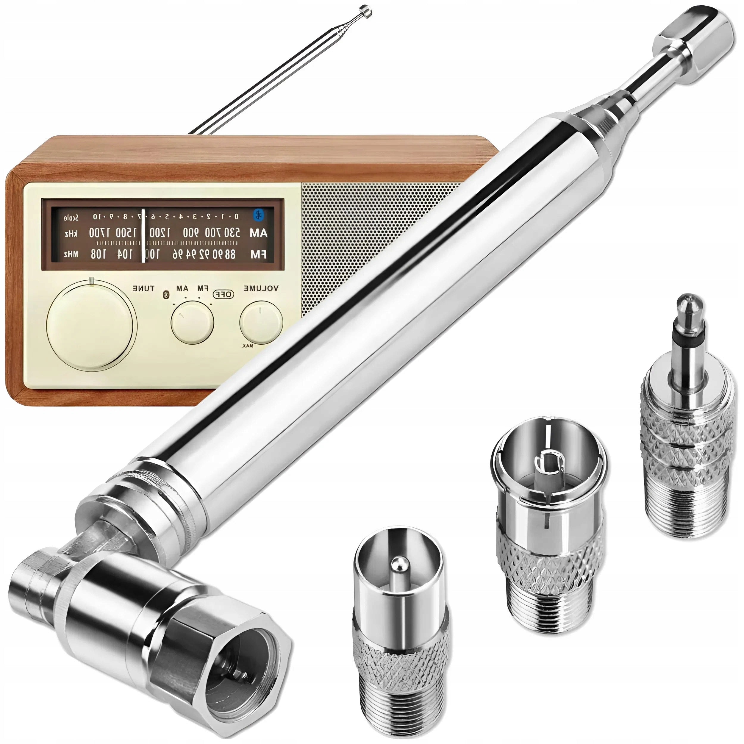 UNIVERSAL TELESCOPIC RADIO FM ANTENNA FOR HOME TOWER CINEMAS + 4 ADAPTERS