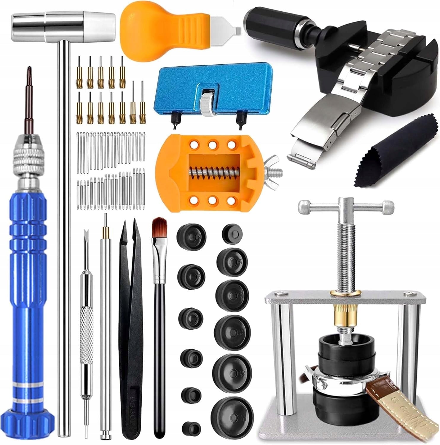 UNIVERSAL WATCHMAKING SET 12 PRESSURE DISCS 5 SCREWDRIVERS