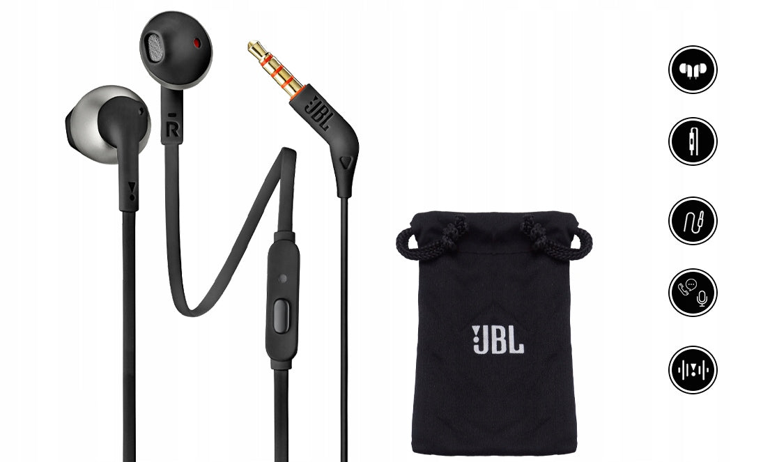 UNIVERSAL WIRED HEADPHONES JBL T205 WITH MICROPHONE 3,5mm PHONE LAPTOP Packaging status original