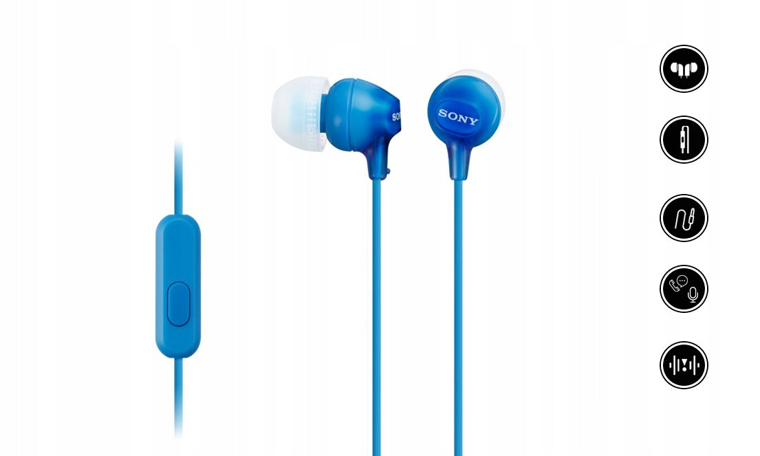 UNIVERSAL WIRED HEADPHONES SONY MDR-EX15AP WITH MICROPHONE 3,5mm Manufacturer code MDREX15APLI.CE7