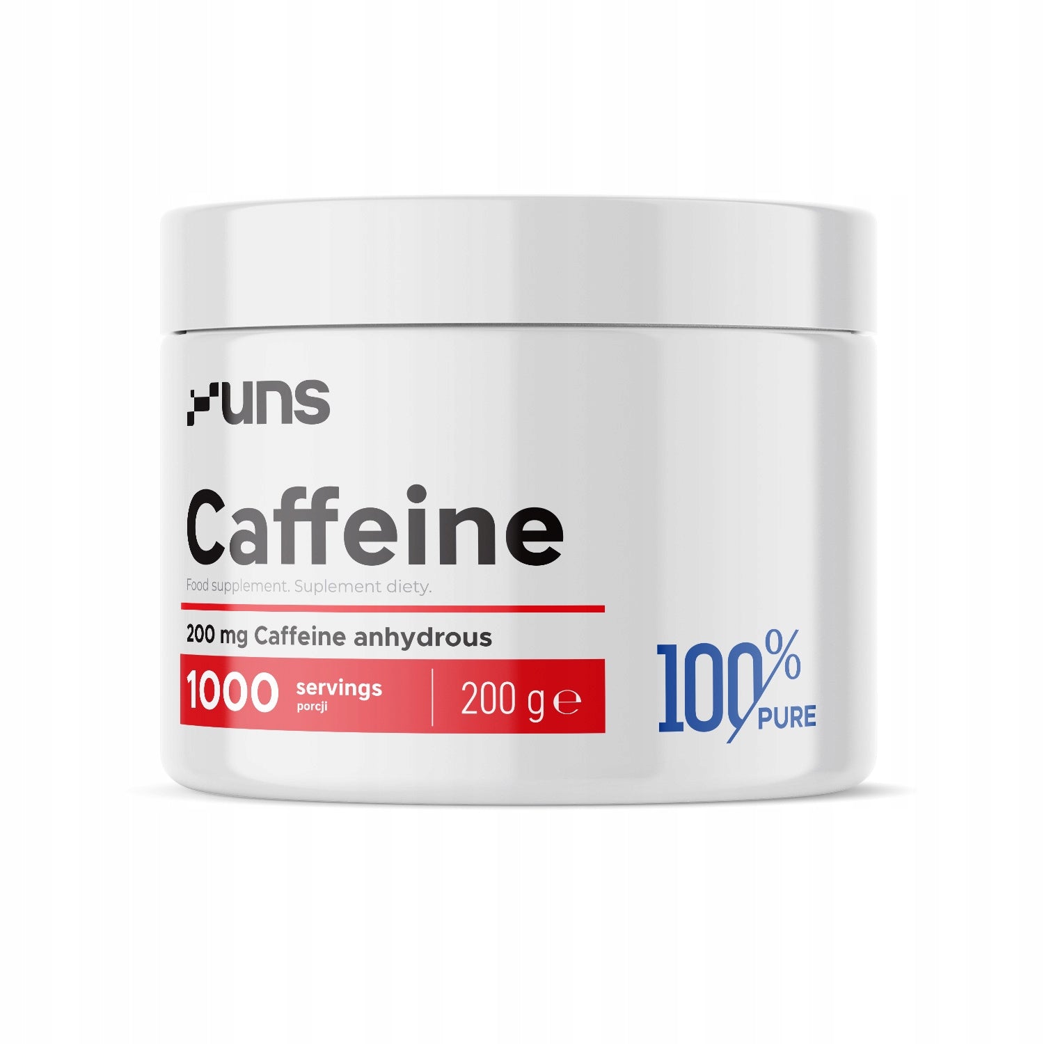 UNS CAFFEINE 200 g, caffeine powder 100% pure, concentration, stimulation