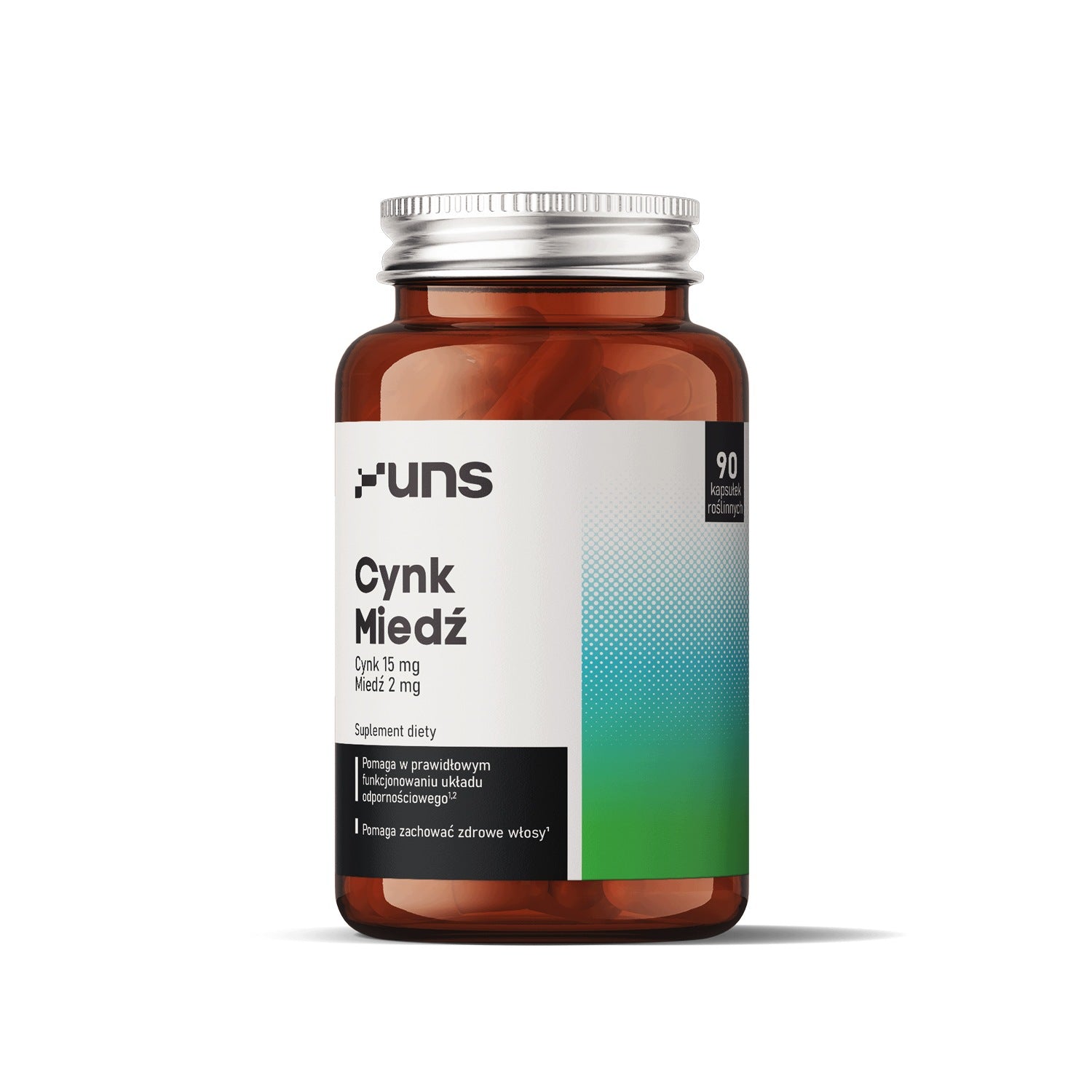 UNS ZINC COPPER 90 vege kaps. skin pigmentation, immunity, healthy hair