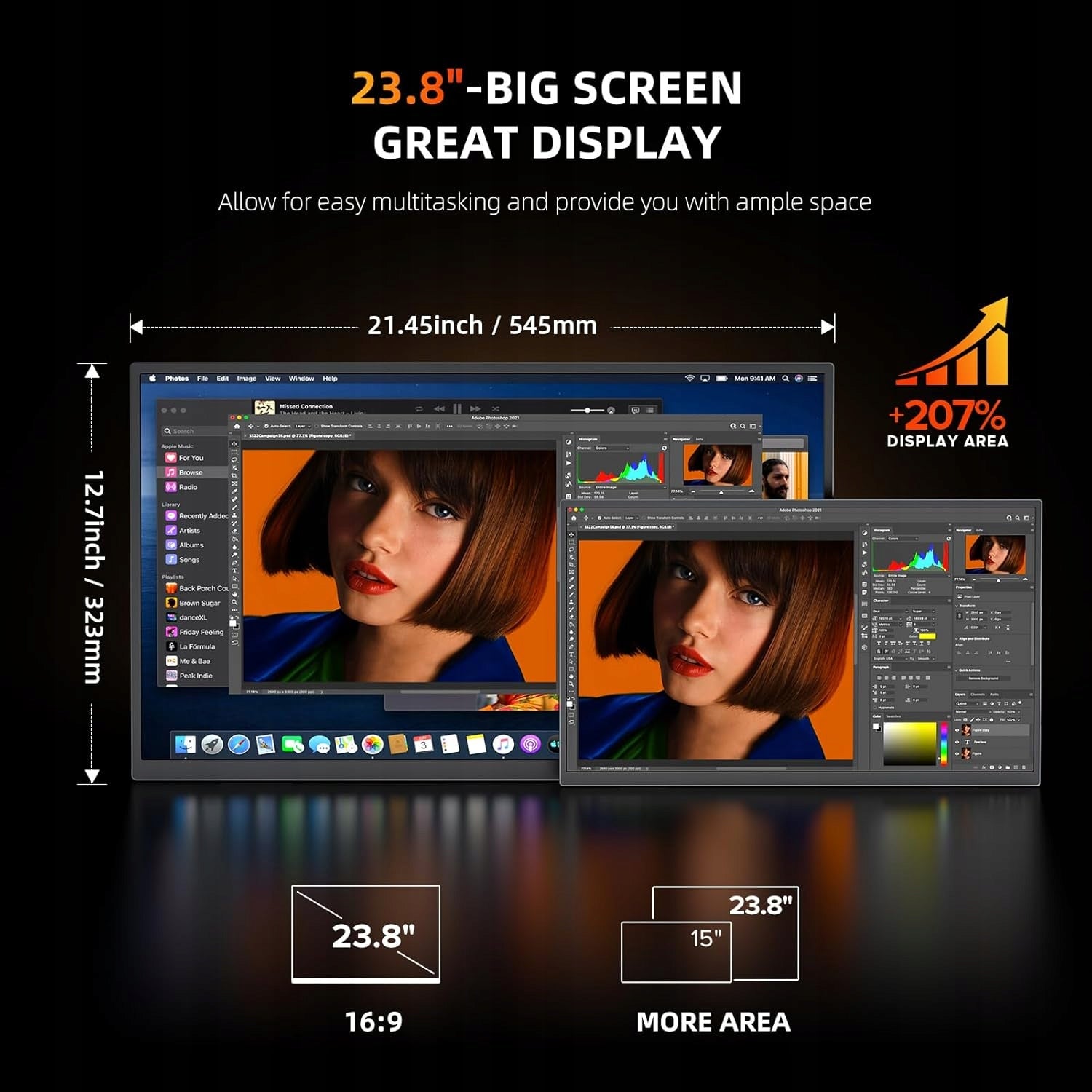 UPERFECT 23 8 inch 4K UHD Portable IPS Monitor 3840 x 2160 1ms USB-C HDMI Model UP23806