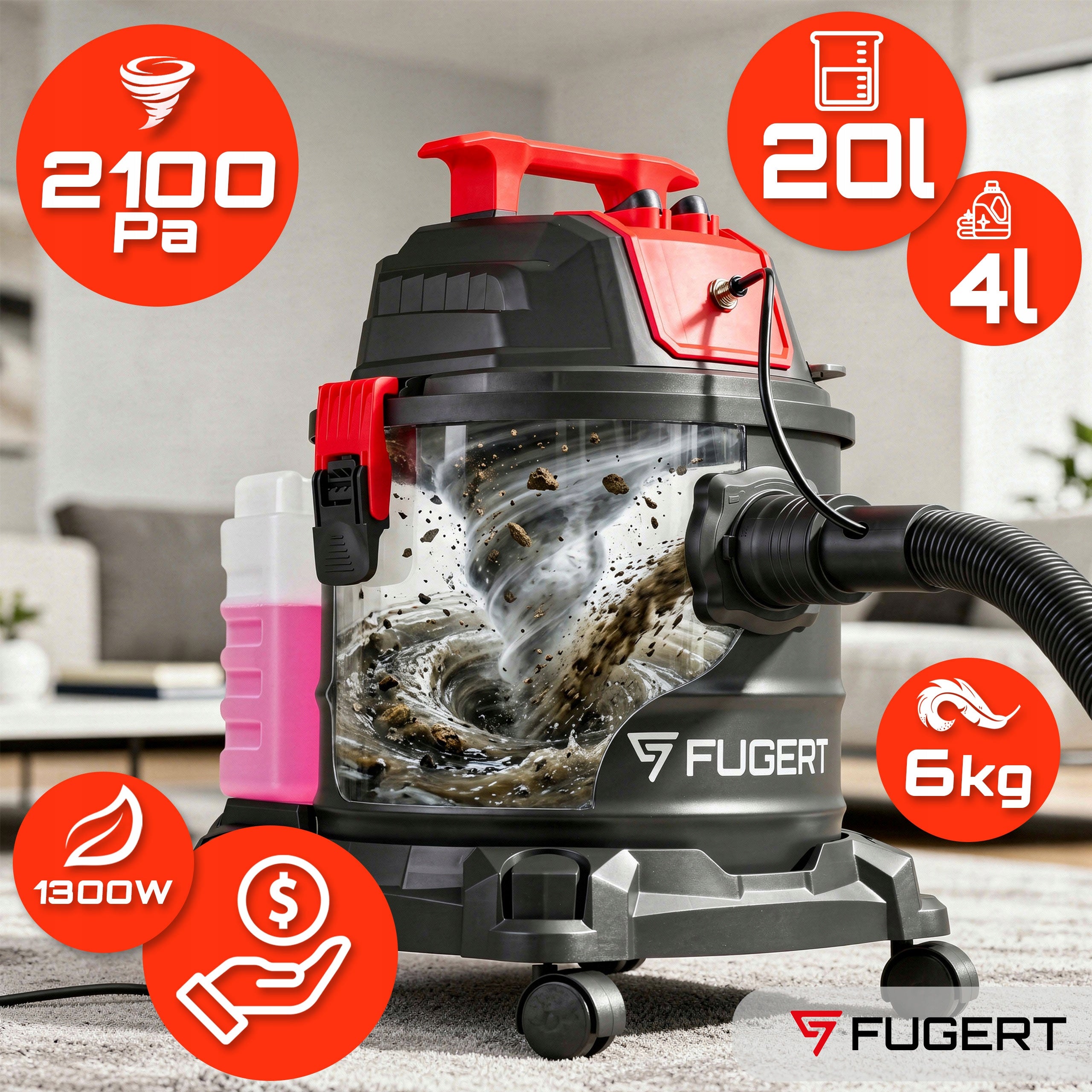 UPHOLSTERY AND CARPET VACUUM CLEANER DRY AND WET VACUUMING 20L Packaging status original