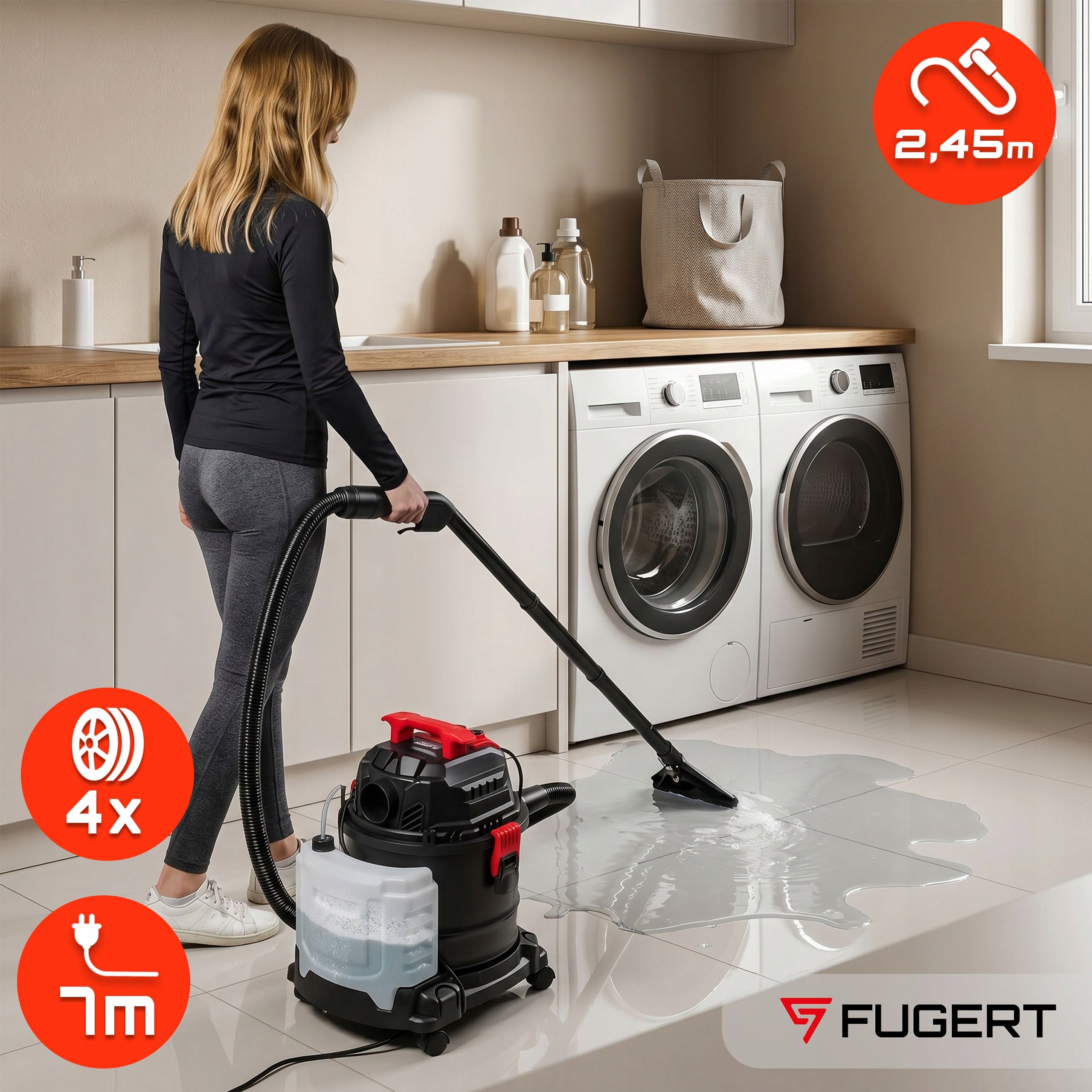 UPHOLSTERY AND CARPET VACUUM CLEANER DRY AND WET VACUUMING 20L Power 1300 W