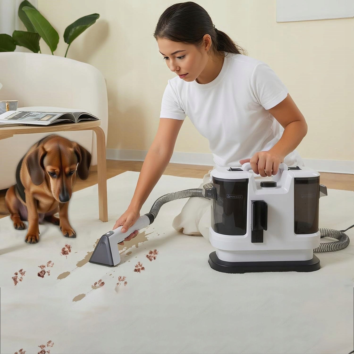UPHOLSTERY CARPET CLEANER WET DRY SPOT CLEAN SUCTION CUP SET Power 450 W