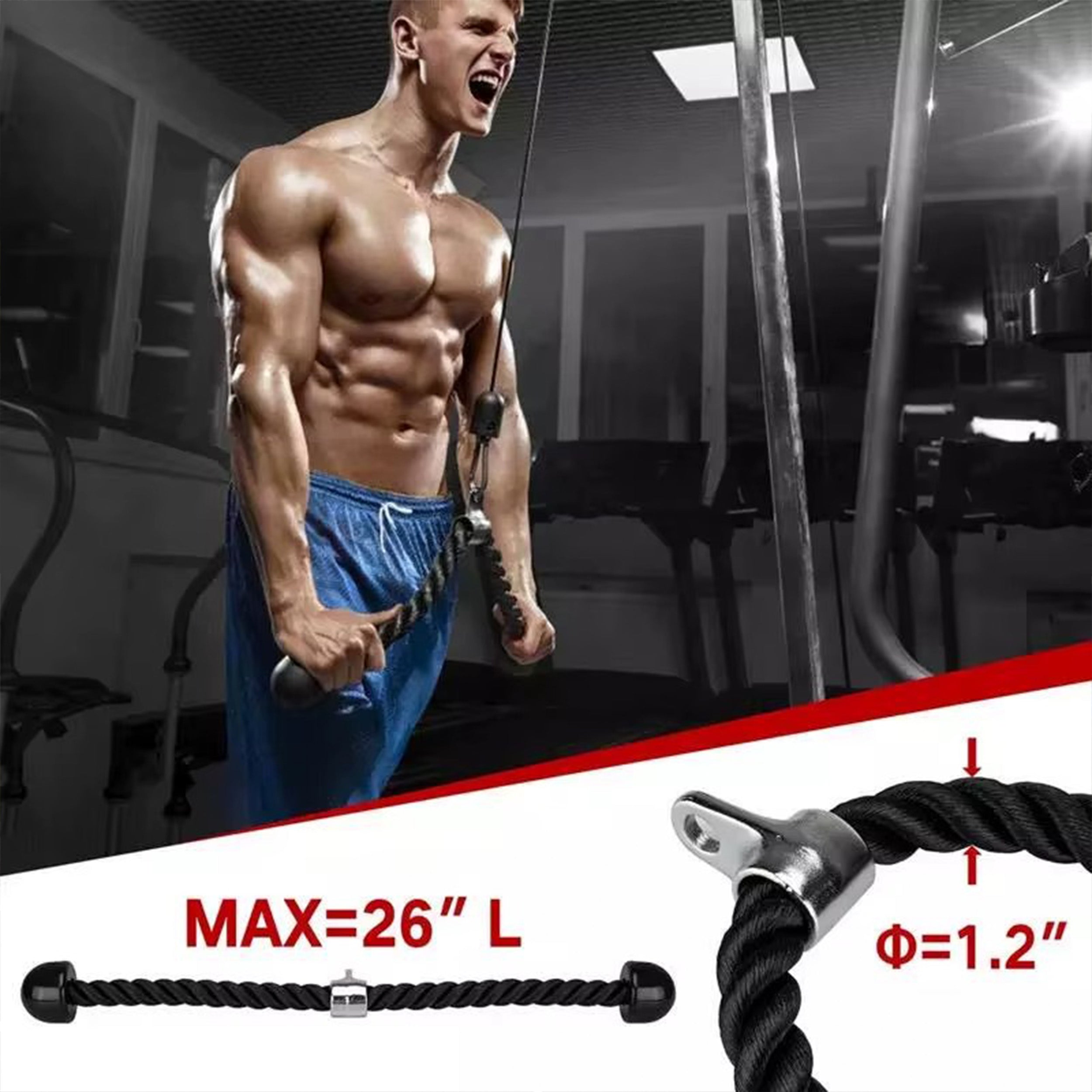 UPPER AND LOWER LIFT SET UP TO 100KG TRICEPS HANDLE FOR STRENGTH TRAINING Installation method for wall/ceiling