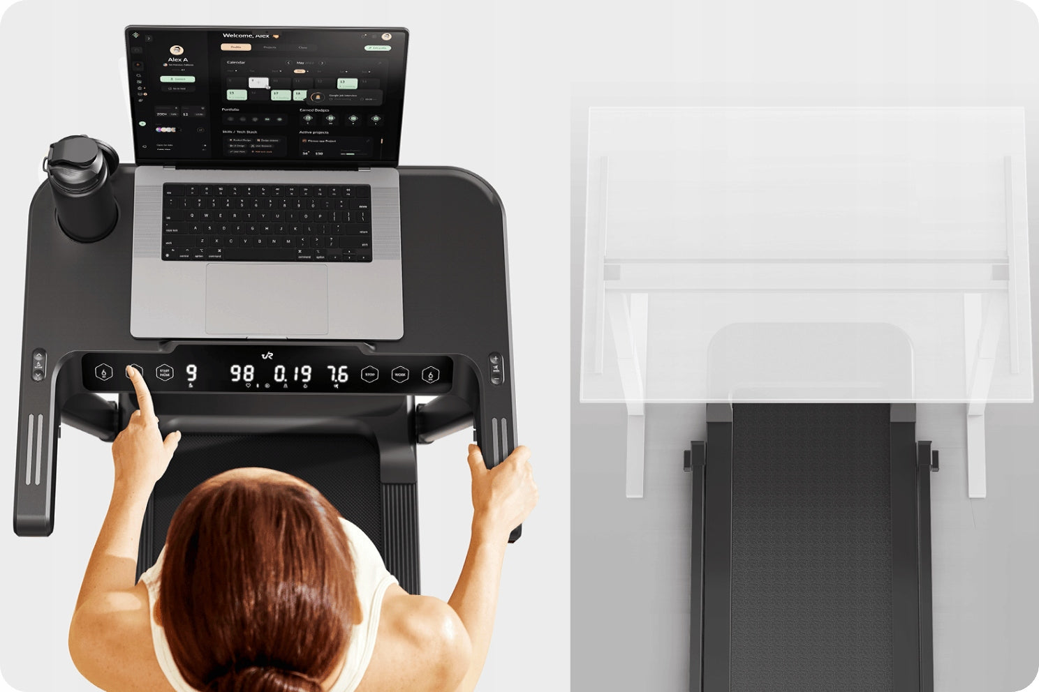 UREVO Foldi 3S 2in1 Folding Electric Treadmill for 120 kg 12 km/h Measurements speed