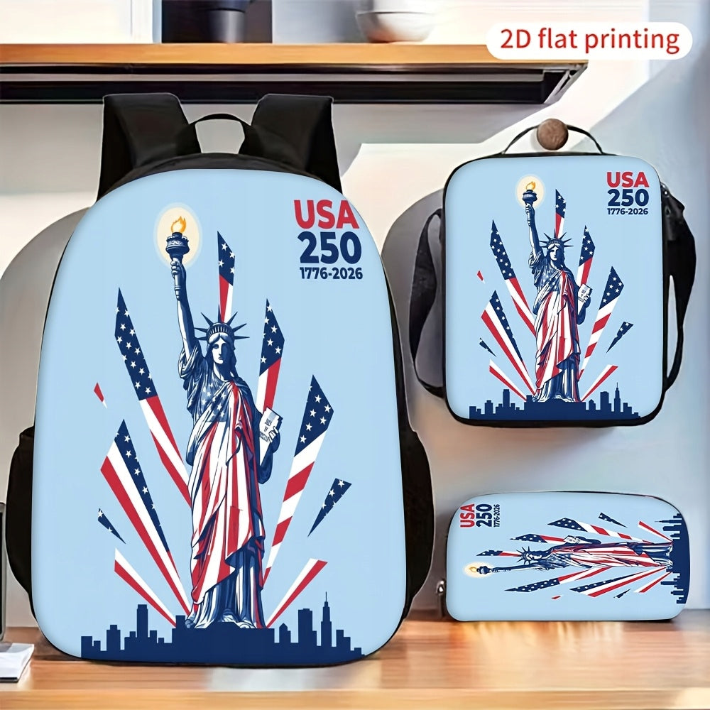 USA 1776 2026 Patriotic Statue of Liberty Print Bag Set