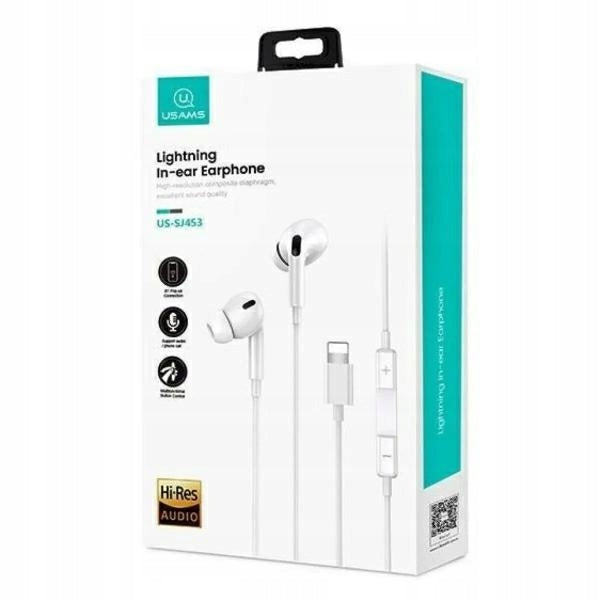 USAMS Stereo Lightning Wired Headphones for iPhone 7 8 X XR 11 12 13 14 Manufacturer code 6958444904870