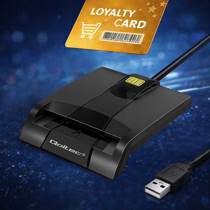 USB 2.0 chip card reader Qoltec SCR-0634 for ID card tachographs Manufacturer code 50634
