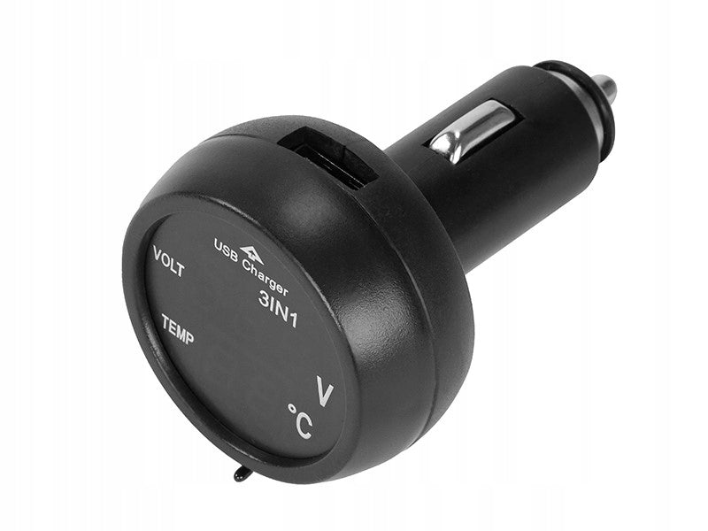 USB 2.1A charger with voltmeter and thermometer CARMOTION Manufacturer code 58711