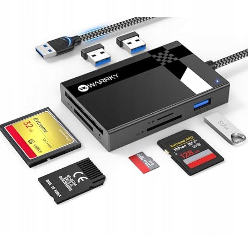 USB 3.0 SD Card Reader, WARRKY, 7 in 1 Reader, Micro SD Card Adapter