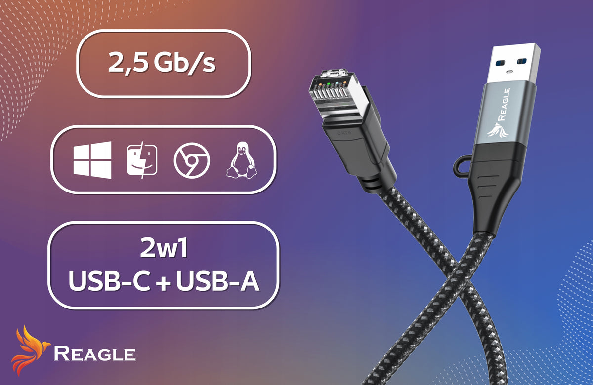 USB 3.2 ETHERNET ADAPTER LAN ADAPTER RJ45 2,5Gb/s 5M Packaging status original