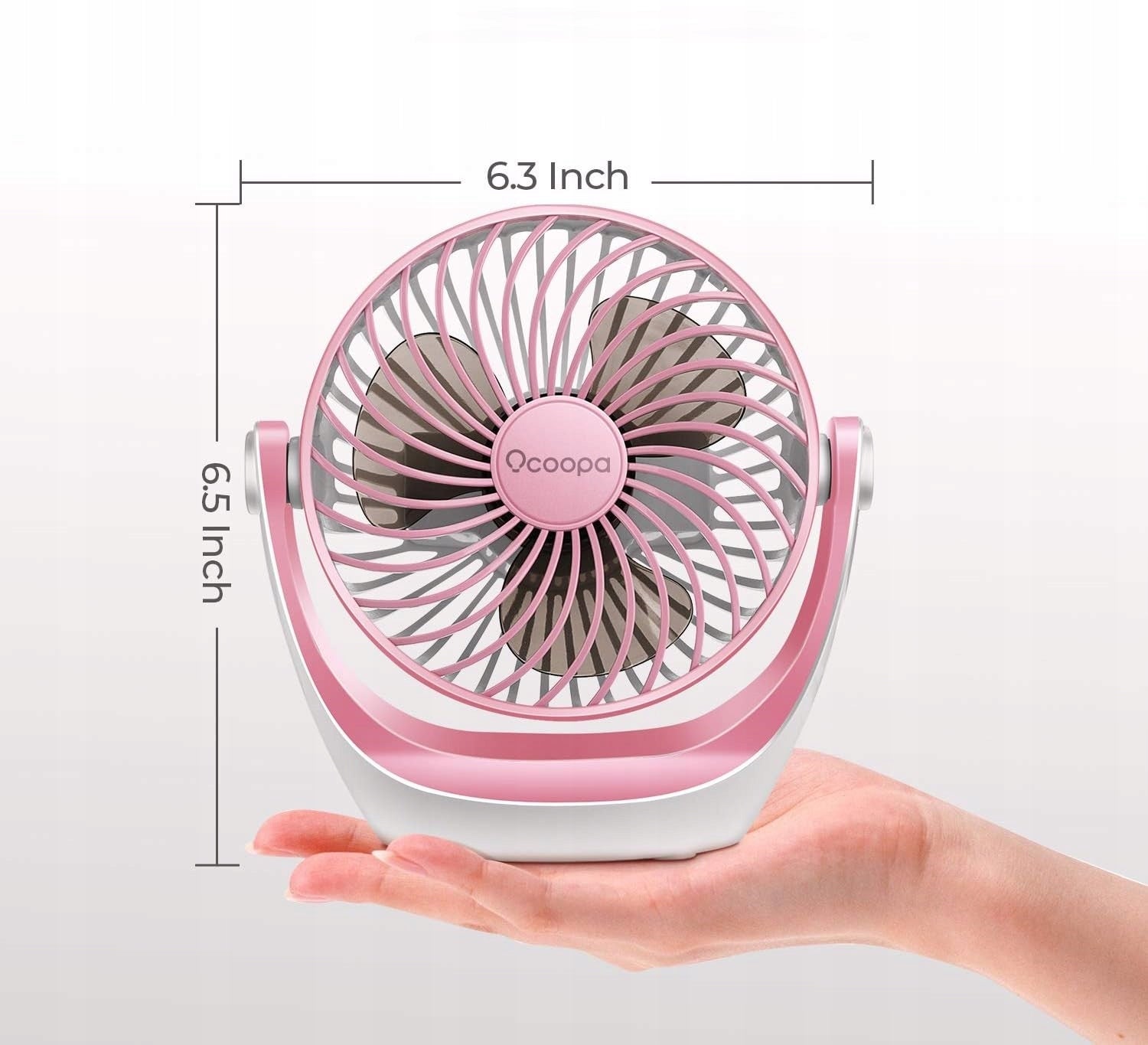 USB 360° Desk Fan, 3 Speeds, Quiet, Portable, Pink Power supply USB