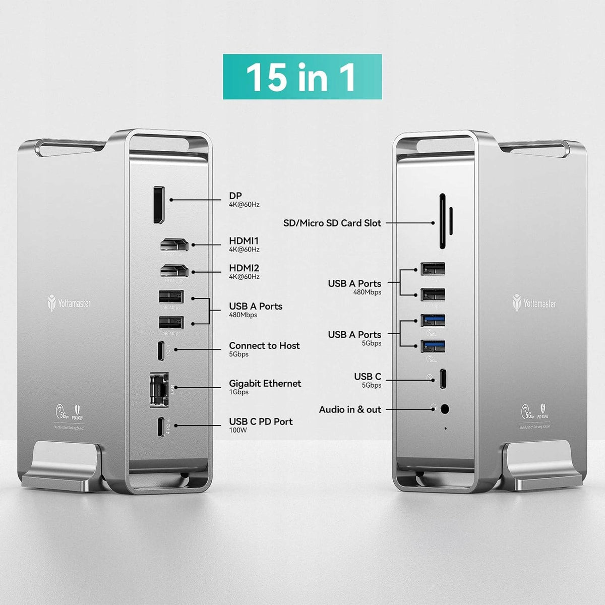 USB-C 15w1 4K HDMI PD100W SD/TF Yottamaster L186 Docking Station Manufacturer no brand