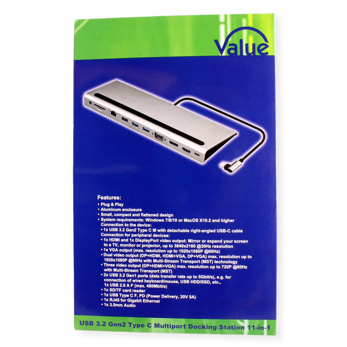 USB C 4K HDMI/DP VGA 2x USB Docking Station Manufacturer code 12.99.1117