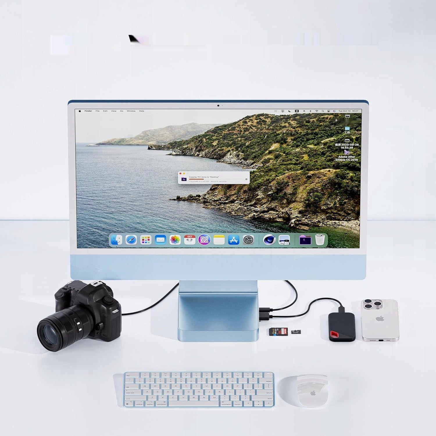 USB-C 7 in 1 PULWTOP Hub for iMac 24 with M.2 NVMe SSD Support, Blue Manufacturer no brand