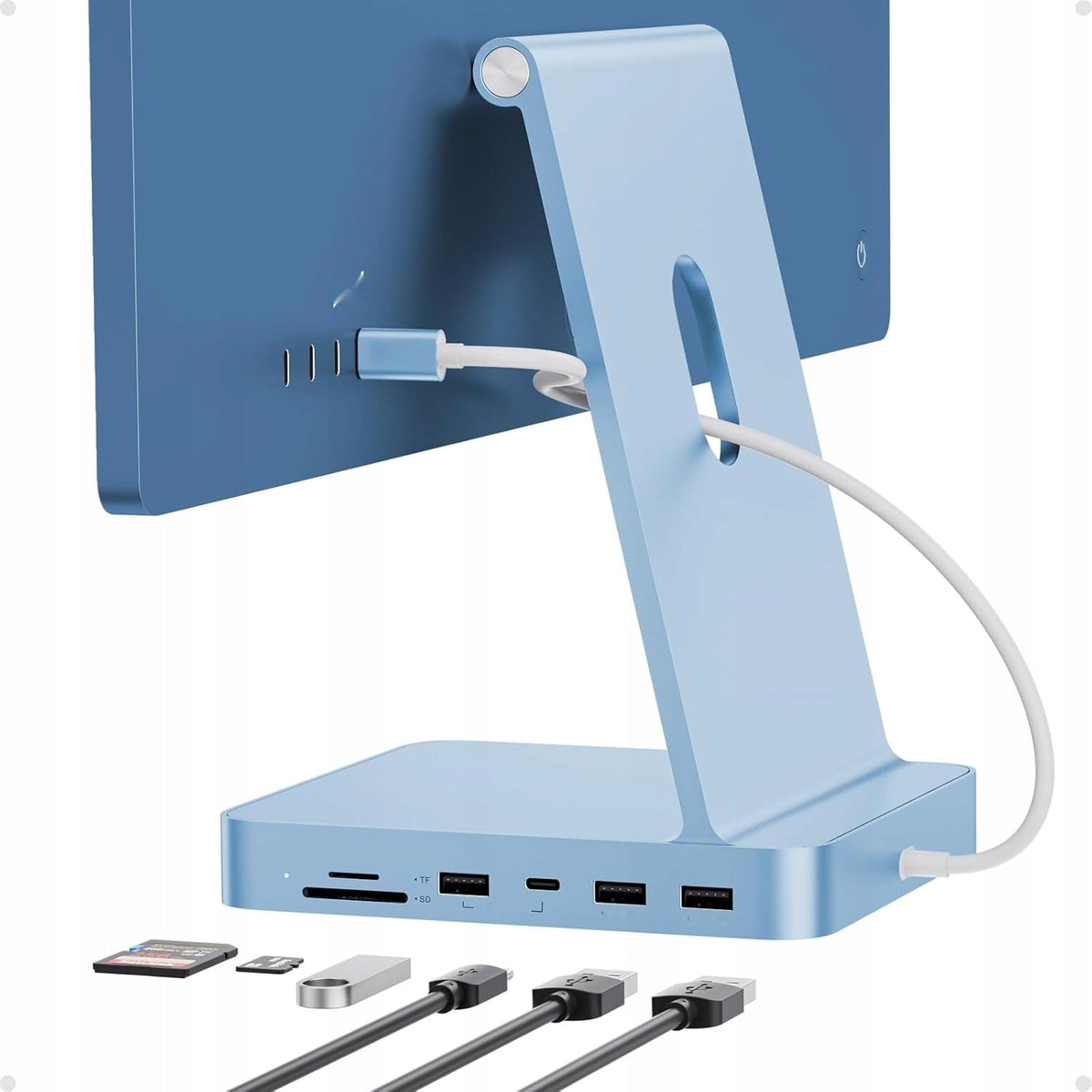 USB-C 7 in 1 PULWTOP Hub for iMac 24 with M.2 NVMe SSD Support, Blue