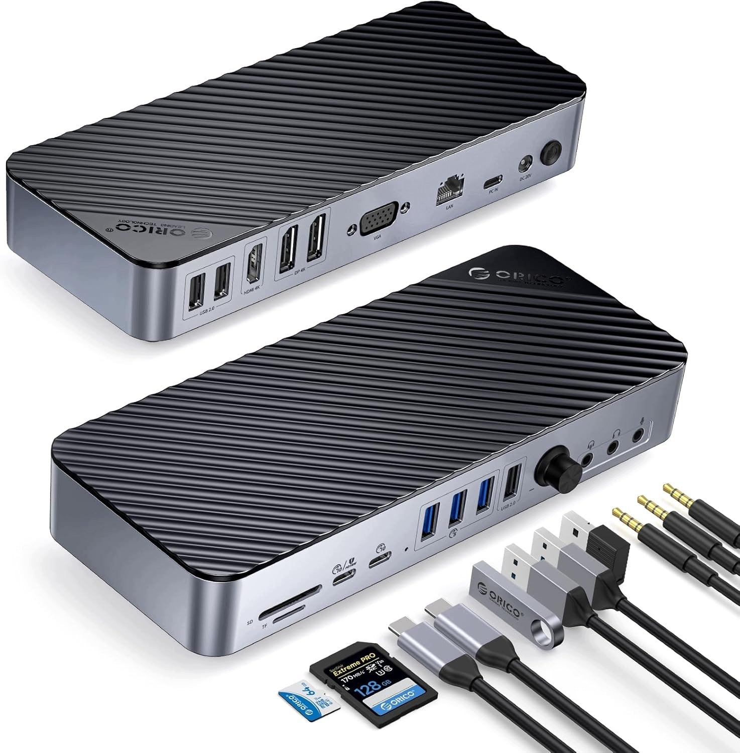 USB-C DOCKING STATION 20 PORTS 3 MONITORS 60W PD